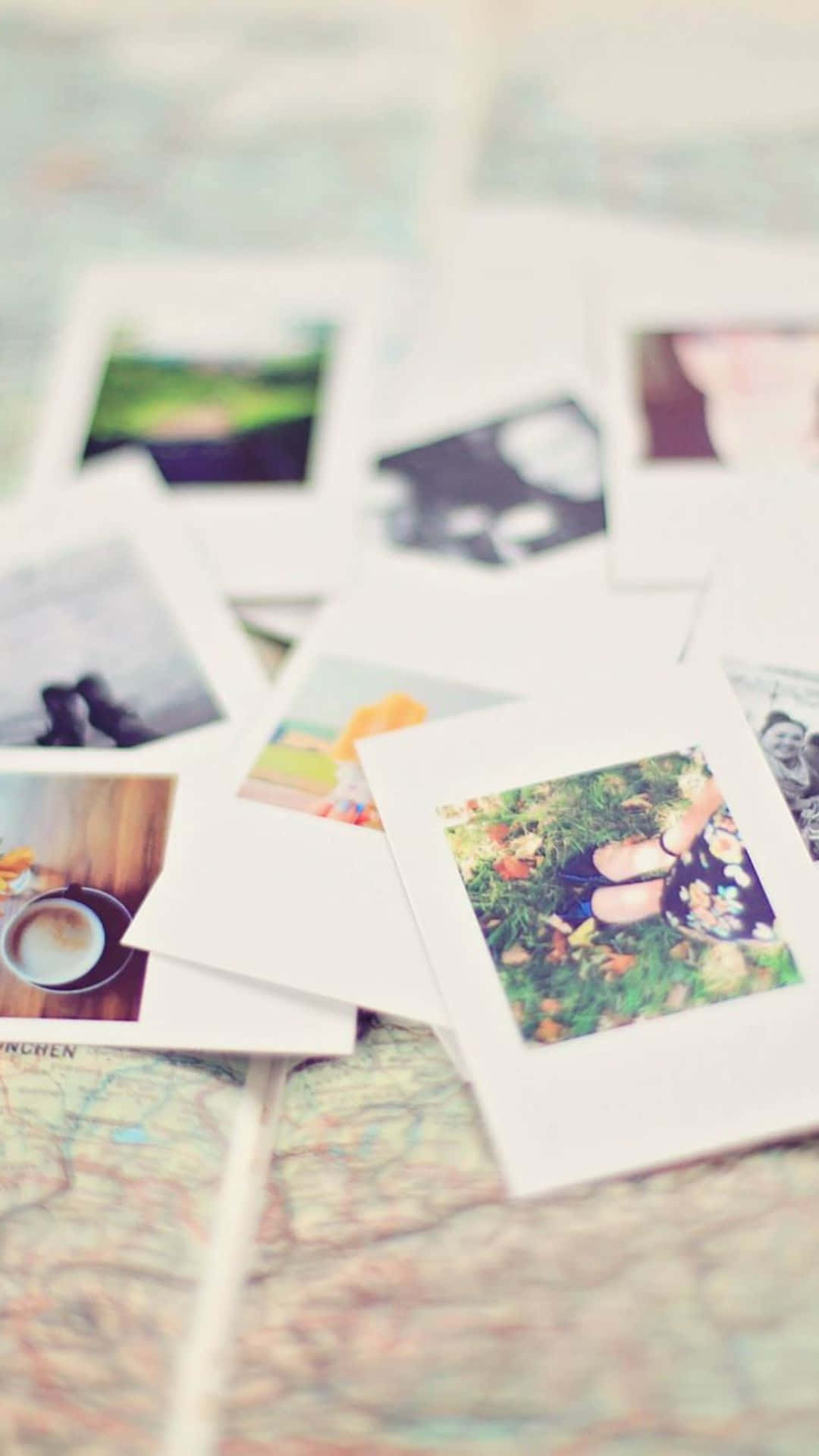 Polaroids, vintage map, travel memories, Full HD Phone Wallpaper