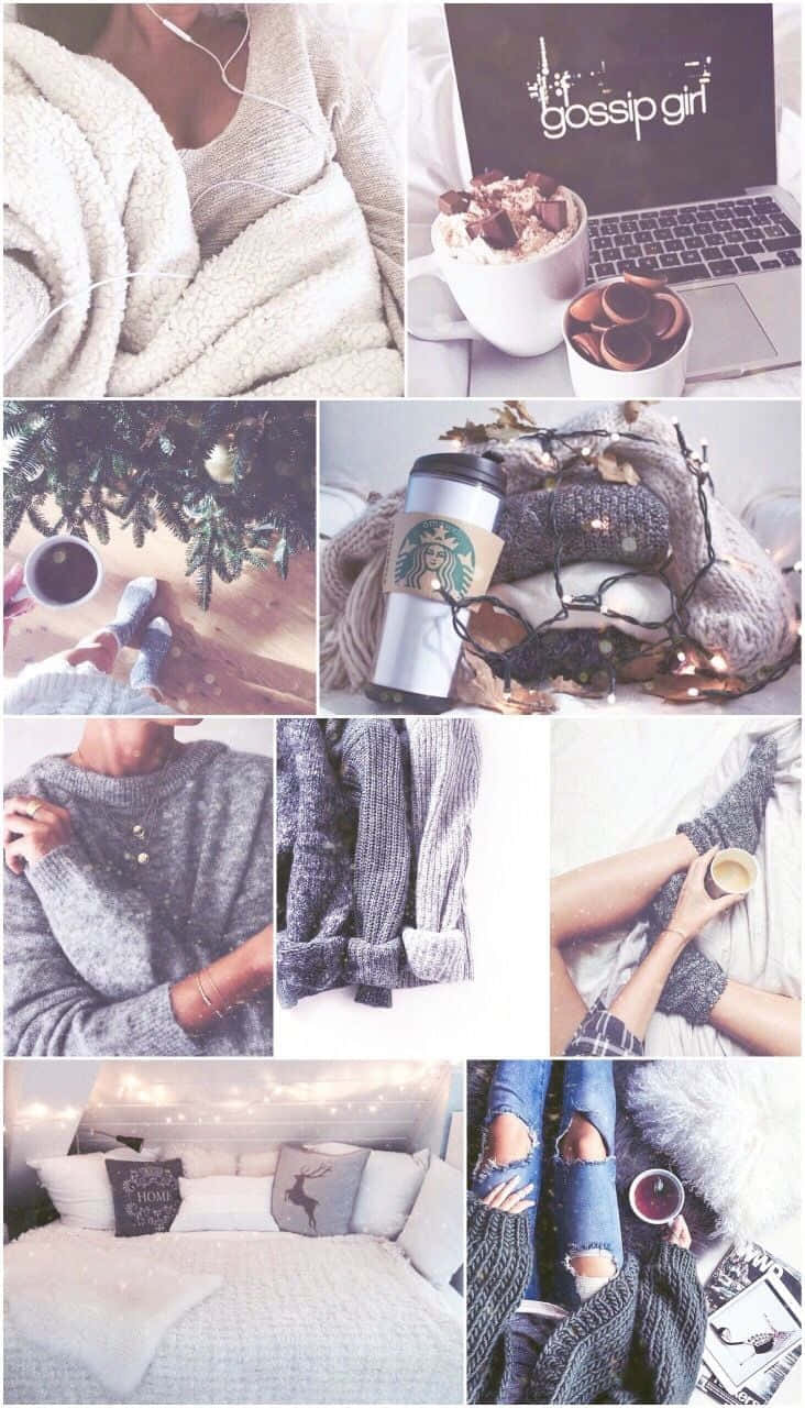 Cozy Winter Collage, knit sweaters, coffee, HD Phone Wallpaper