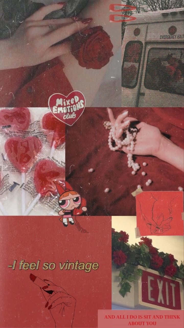 red aesthetic, vintage red-themed images, roses, HD Phone Wallpaper