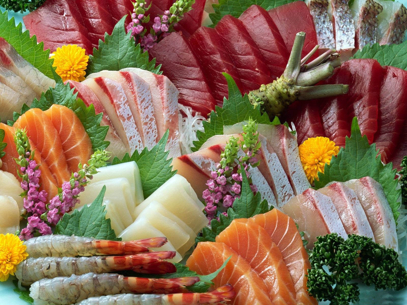 sashimi platter, salmon, tuna, HD Desktop Wallpaper
