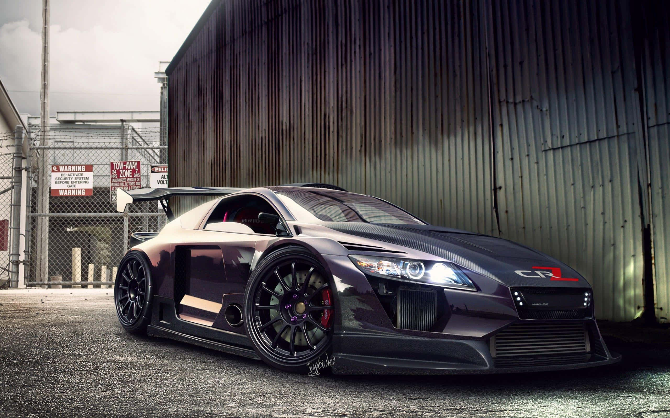 dark purple, red brake calipers, modified sports car, 2K Desktop Wallpaper