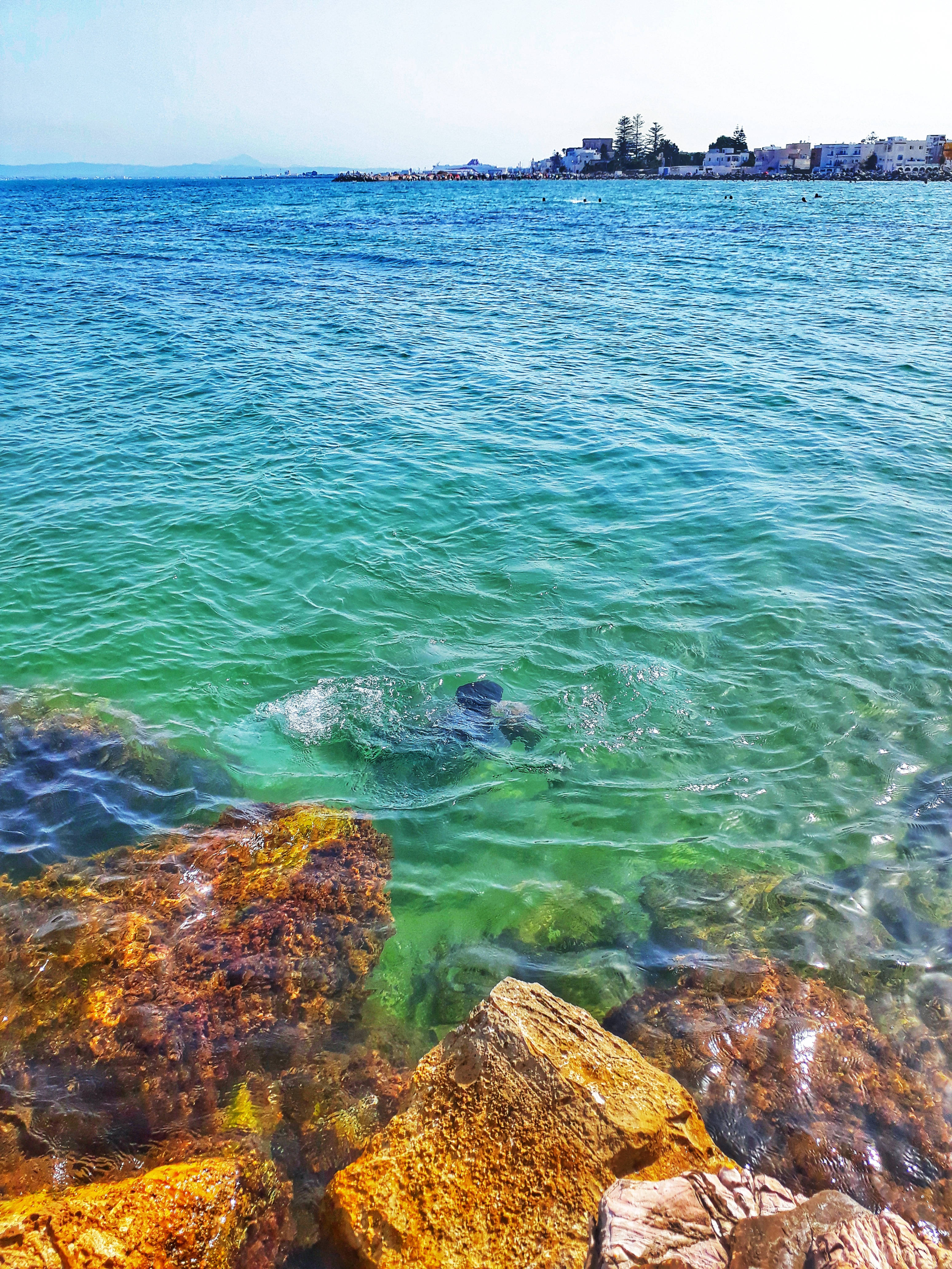 Tunisia, green clear ocean, turquoise water, 4K Phone Wallpaper
