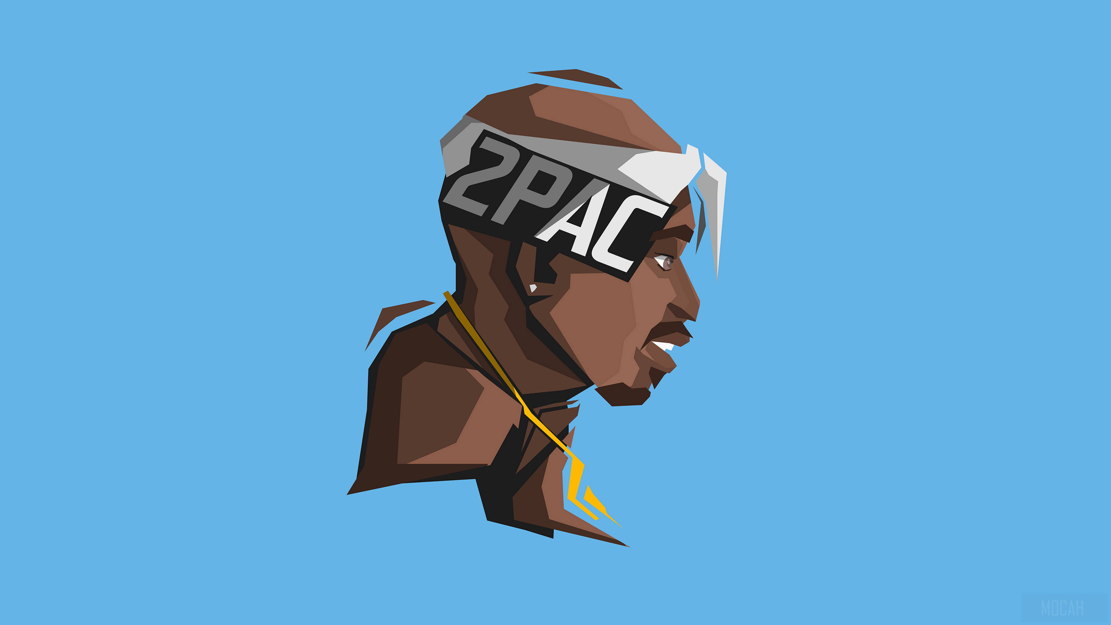 2PAC, side profile, geometric portrait, 4K Desktop Wallpaper