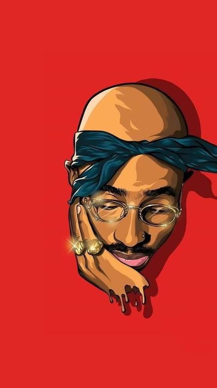 Tupac, blue bandana, gold rings, SD Phone Wallpaper