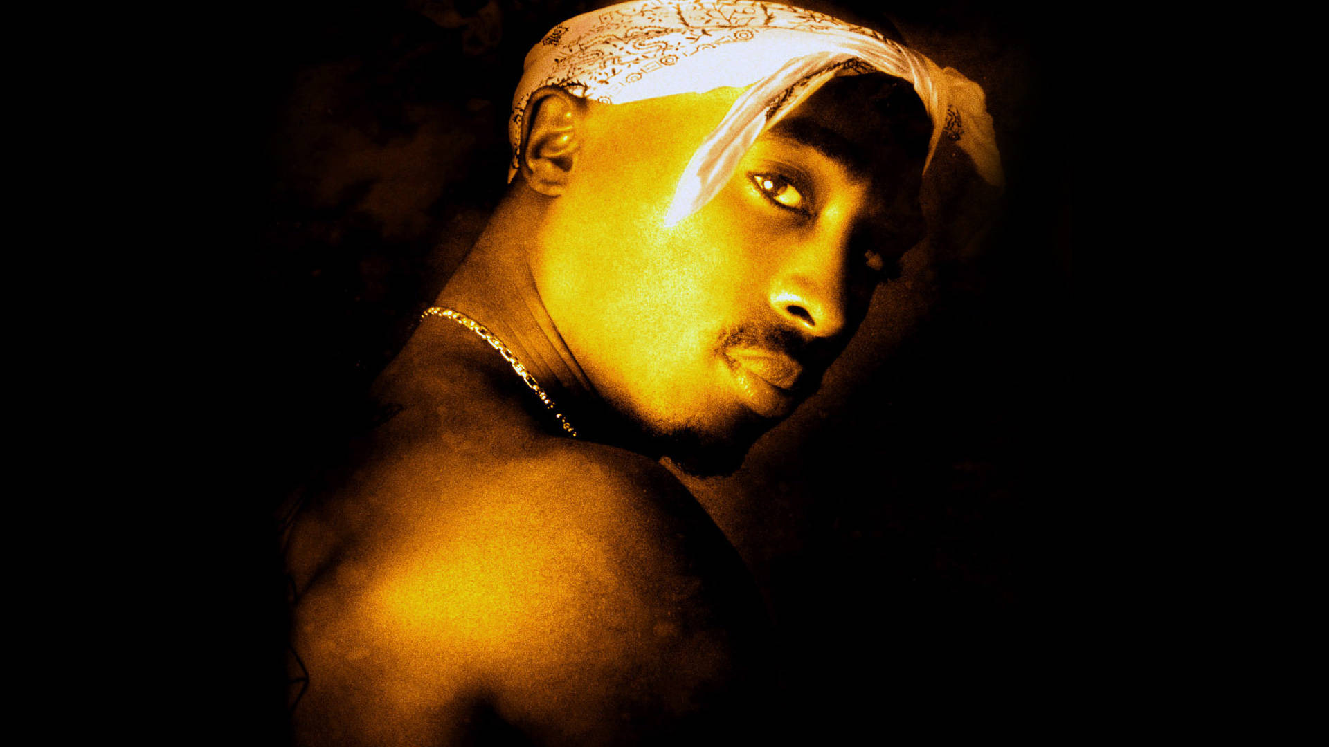 Tupac, yellow, bandana, Full HD Desktop Wallpaper