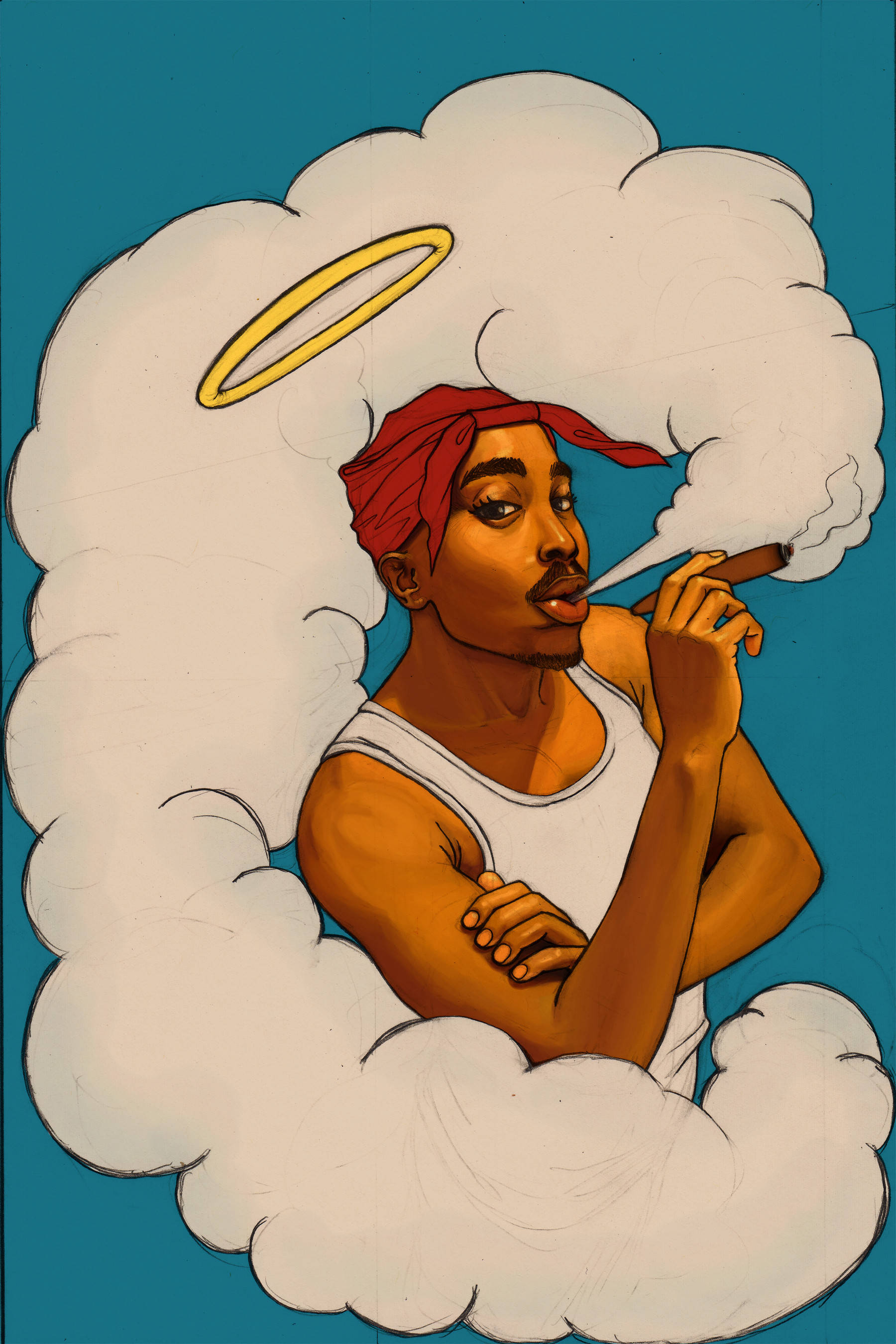 Tupac, red bandana, white tank top, 2K Phone Wallpaper