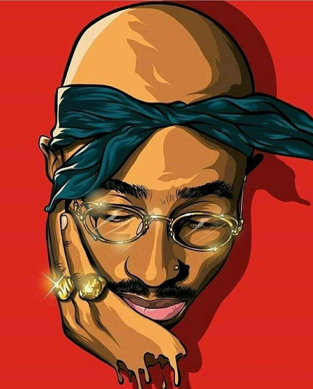Tupac, blue bandana, gold-rimmed glasses, HD Phone Wallpaper