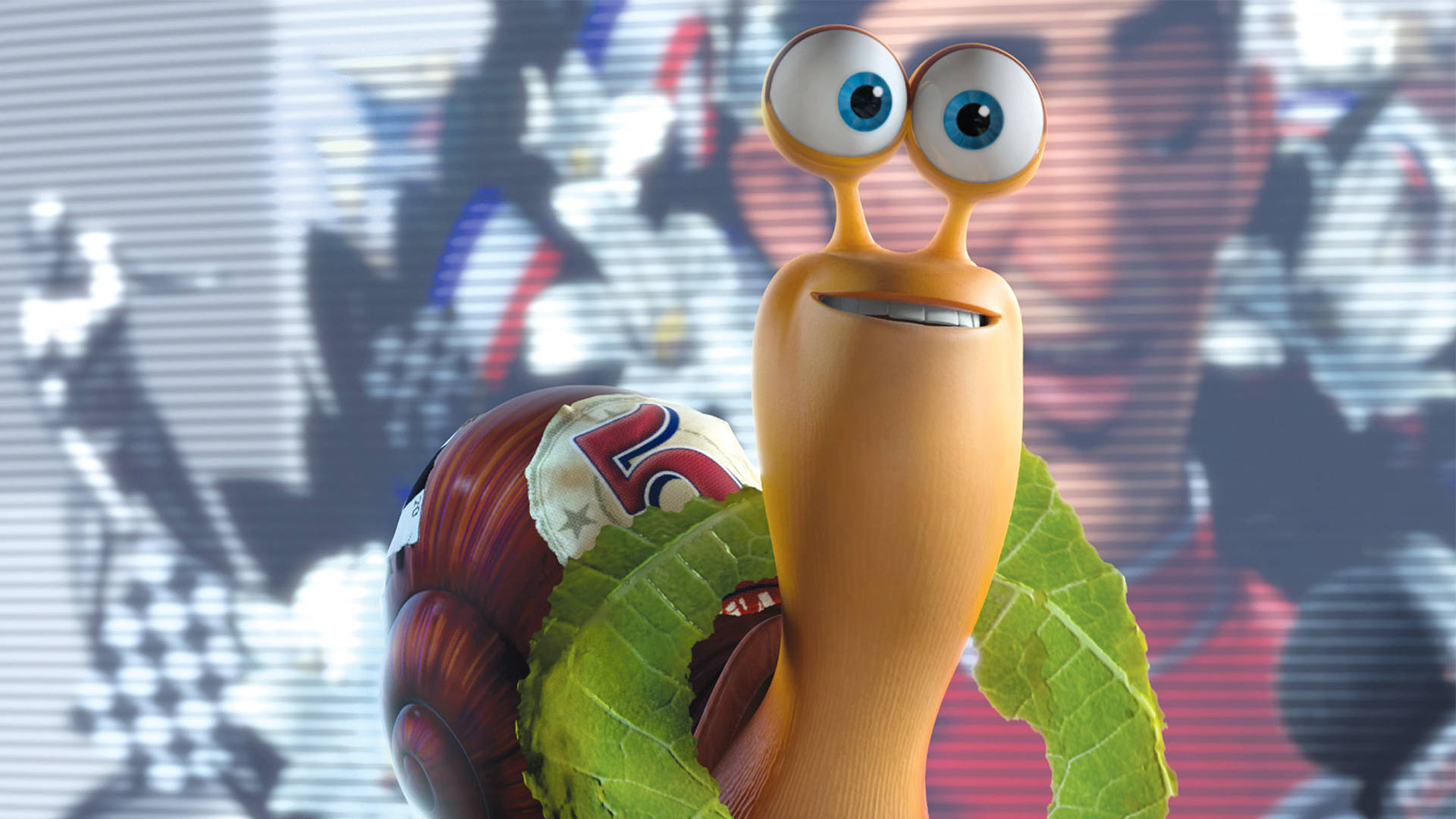 Turbo, green leaf garland, animated snail, Full HD Desktop Wallpaper