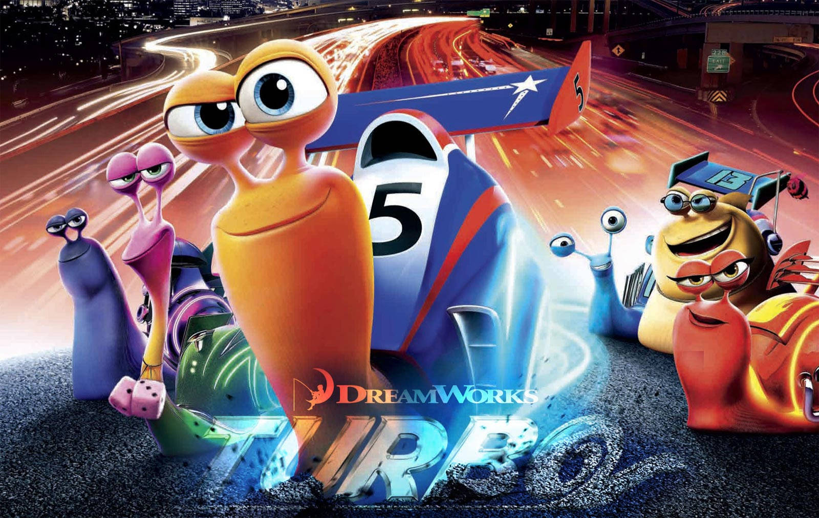 Turbo, animated movie poster, snails race, HD Desktop Wallpaper