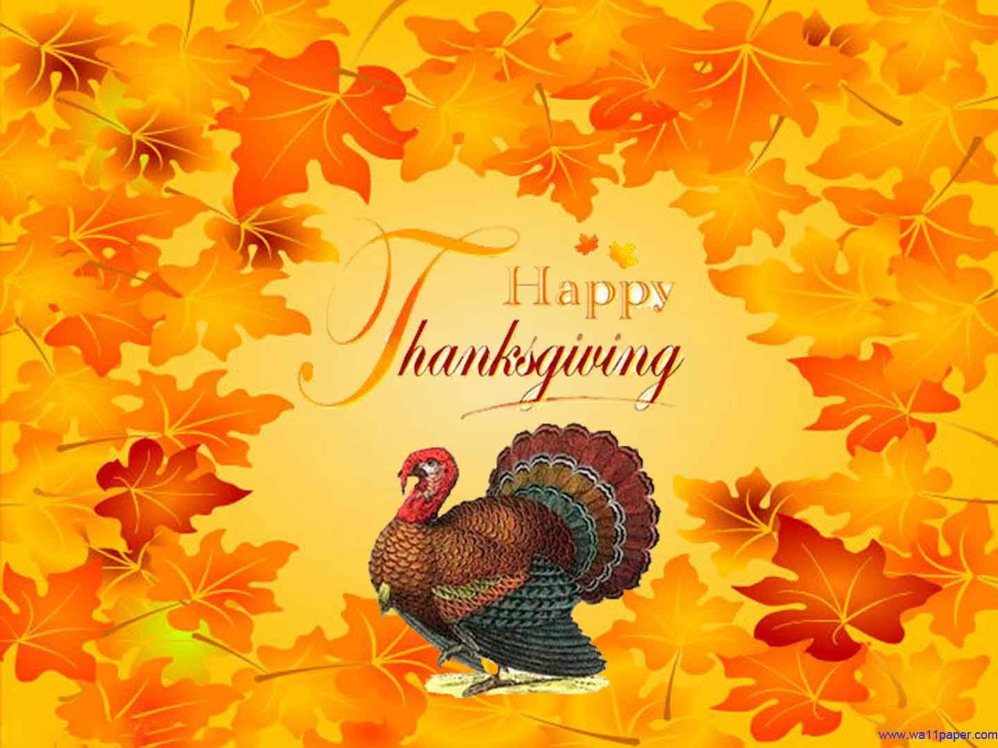 Roasted Turkey, Happy Thanksgiving, autumn leaves, HD Desktop Wallpaper