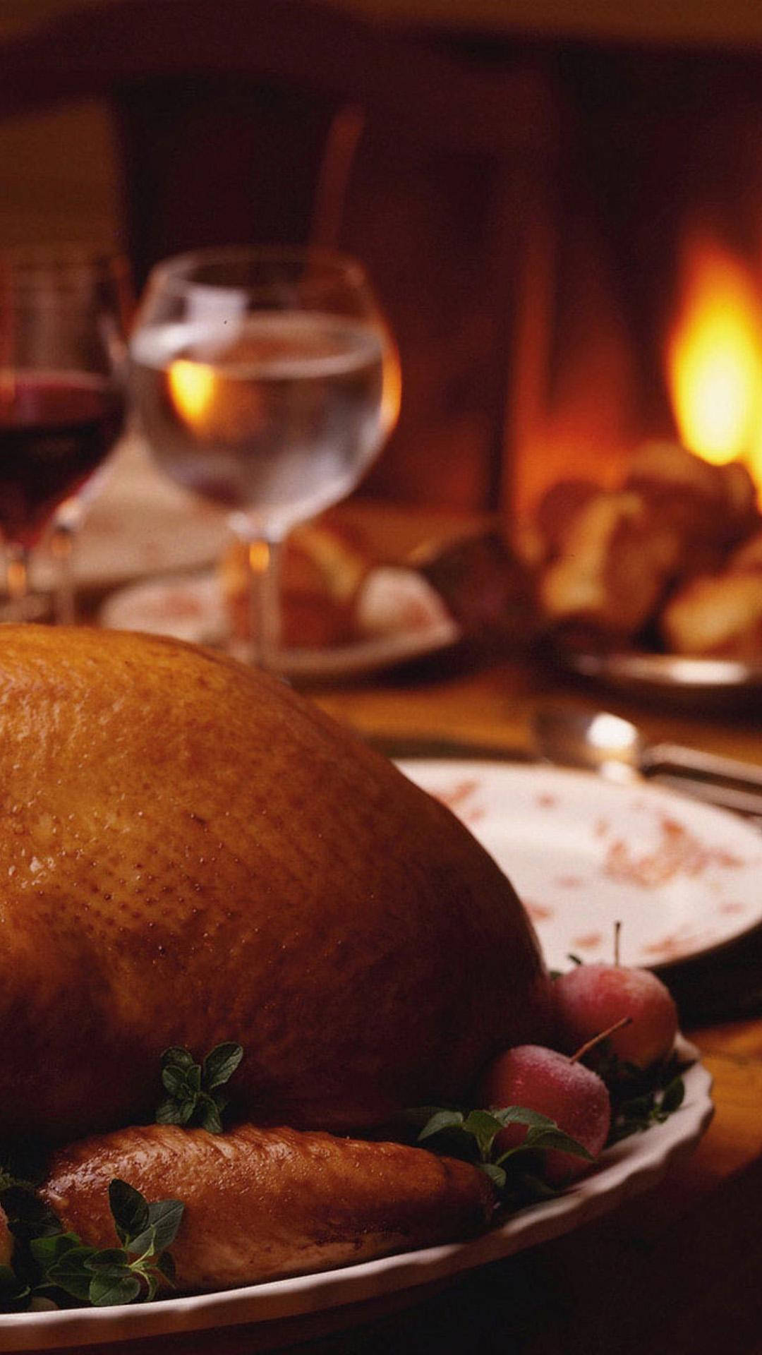 roasted turkey, apples, herbs, Full HD Phone Wallpaper