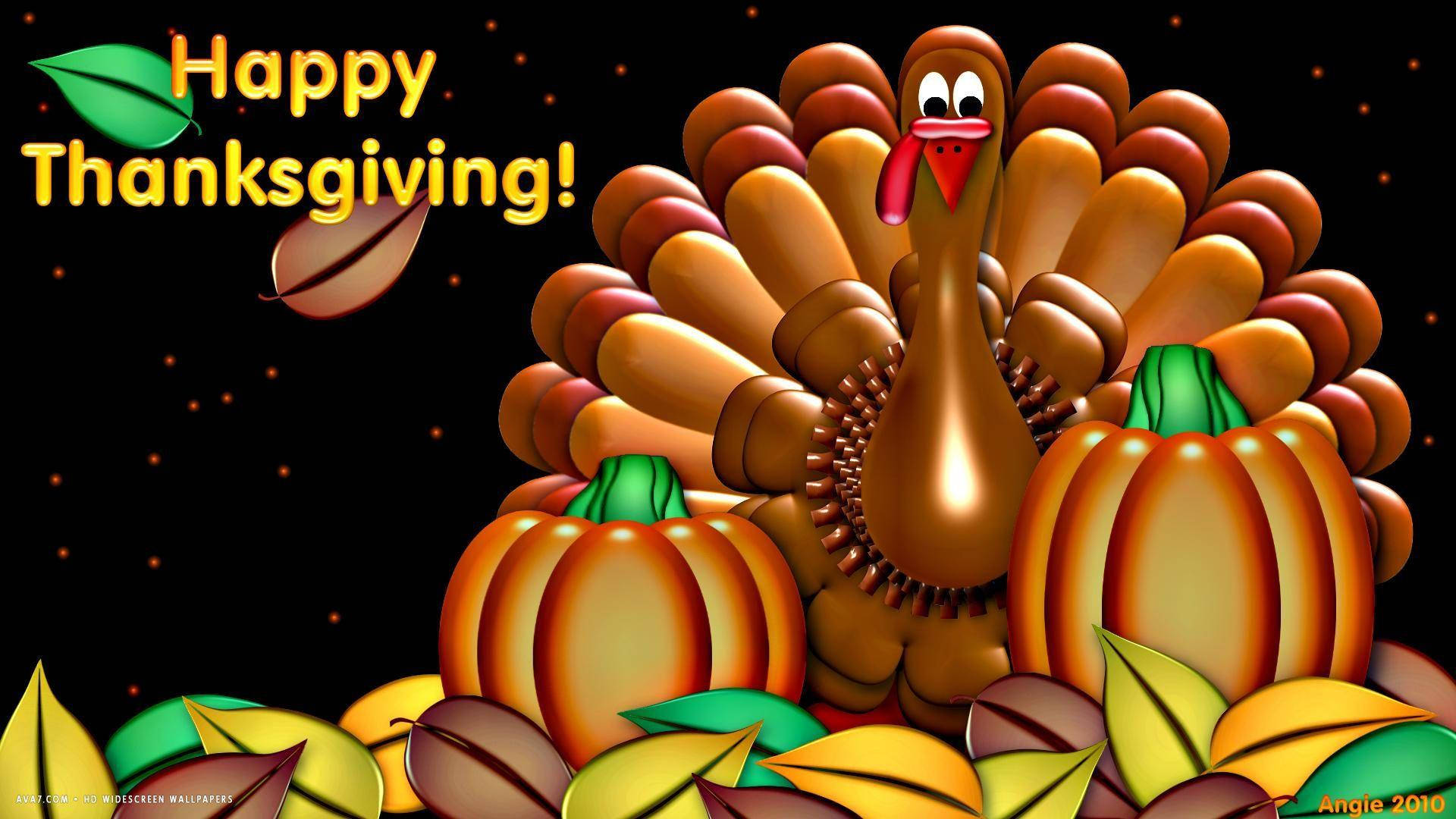 turkey, pumpkins, autumn leaves, Full HD Desktop Wallpaper