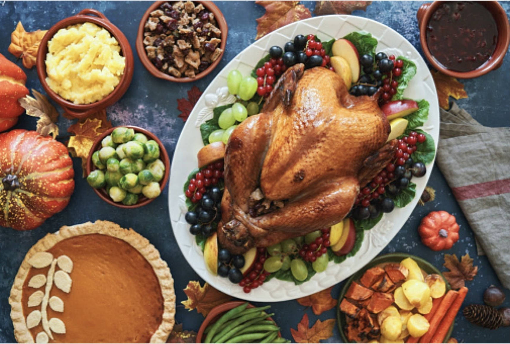 roasted turkey, autumnal side dishes, pumpkins, HD Desktop Wallpaper