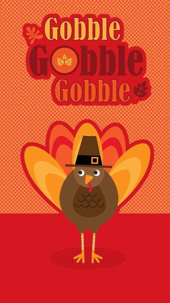 turkey, pilgrim hat, Gobble Gobble Gobble, SD Phone Wallpaper