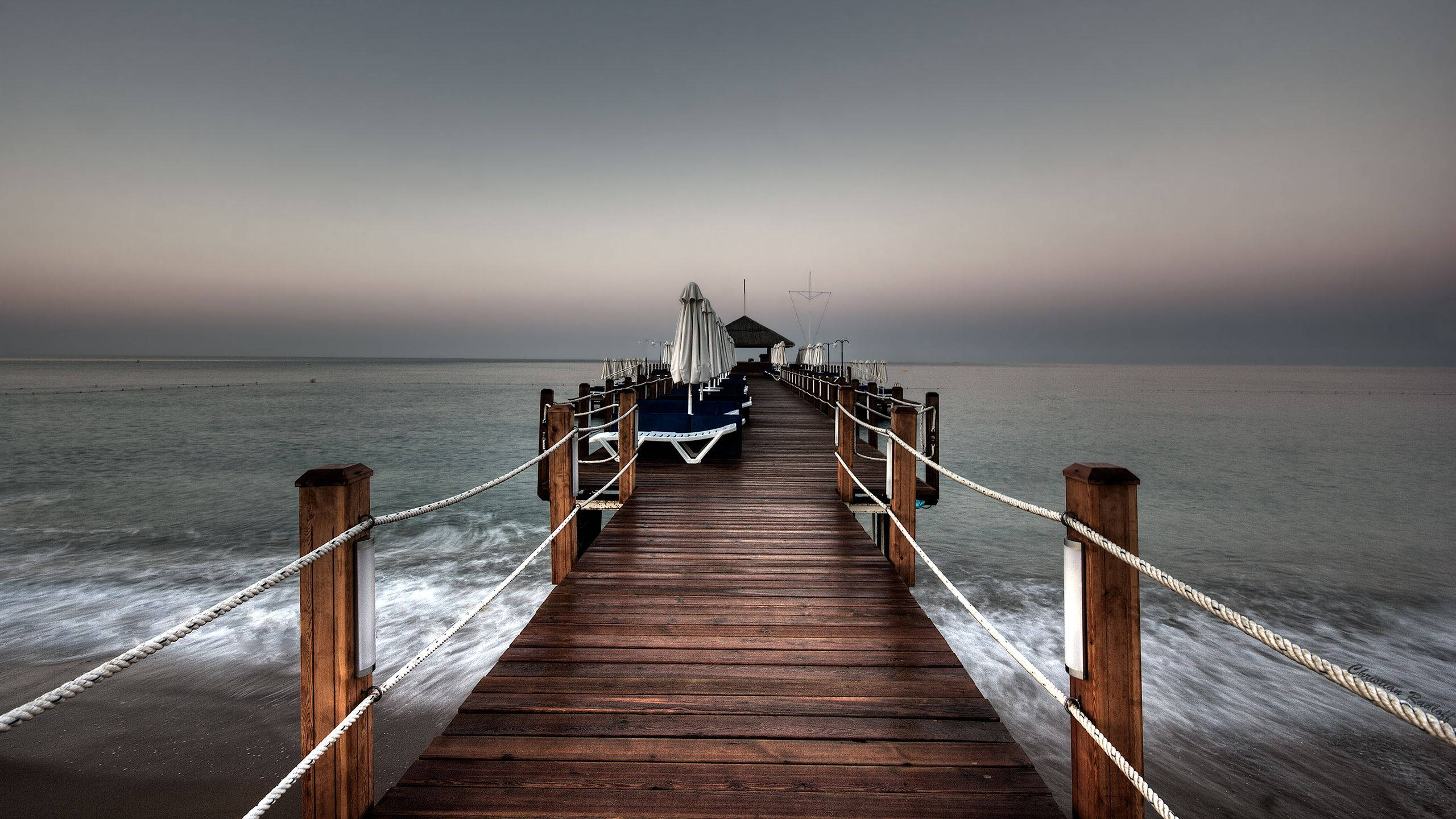 Turkey, wooden pier, calm waters, 2K Desktop Wallpaper