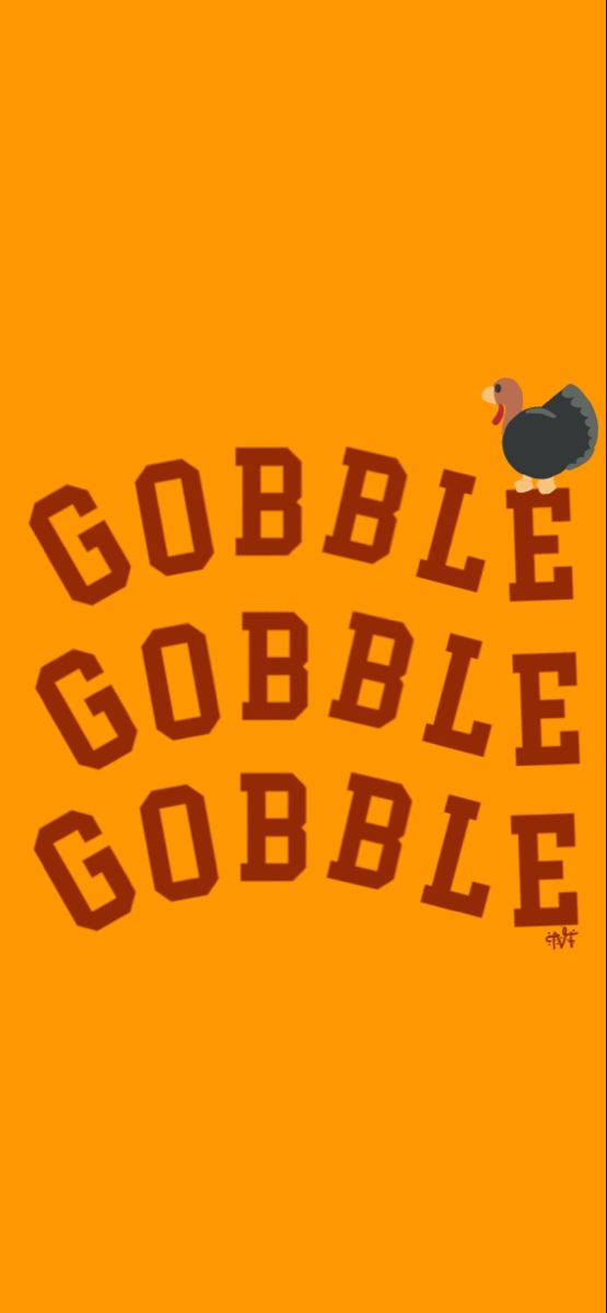 GOBBLE, cartoon turkey, orange background, SD Phone Wallpaper
