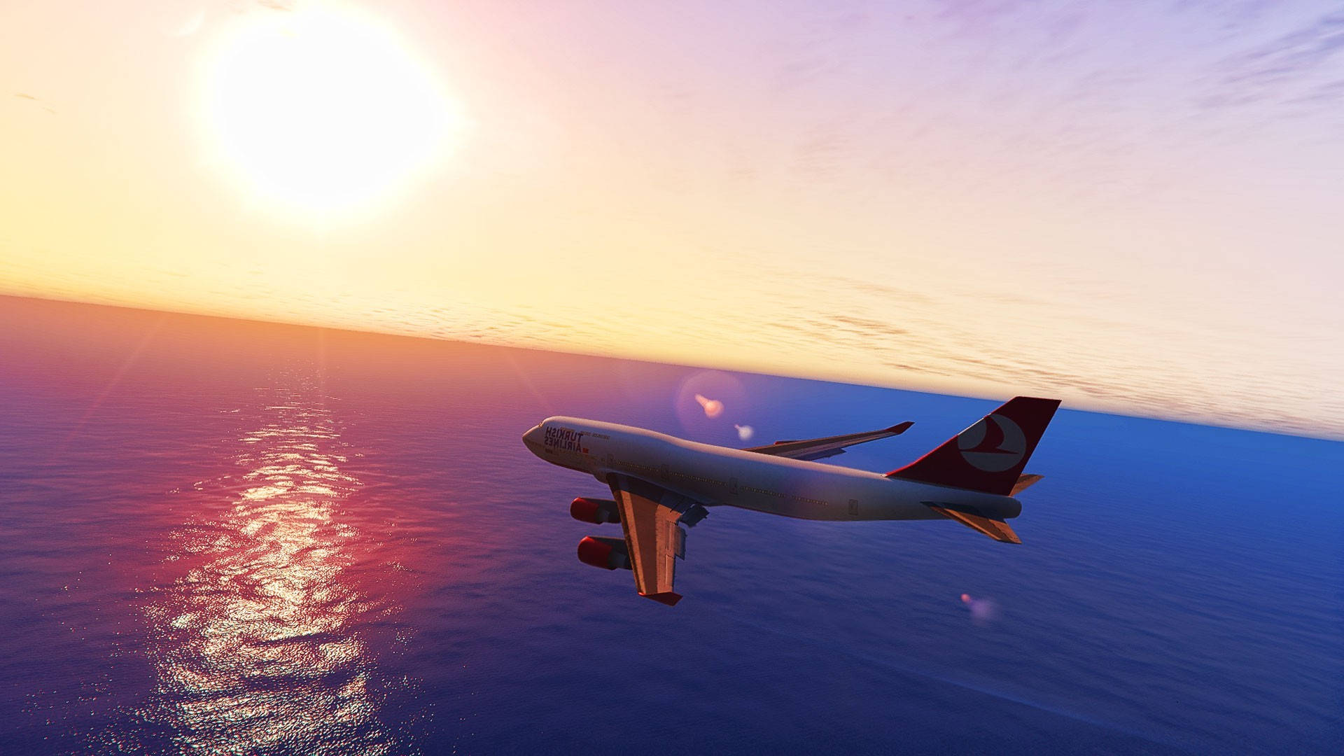 Turkish Airlines, jet, vast ocean, Full HD Desktop Wallpaper