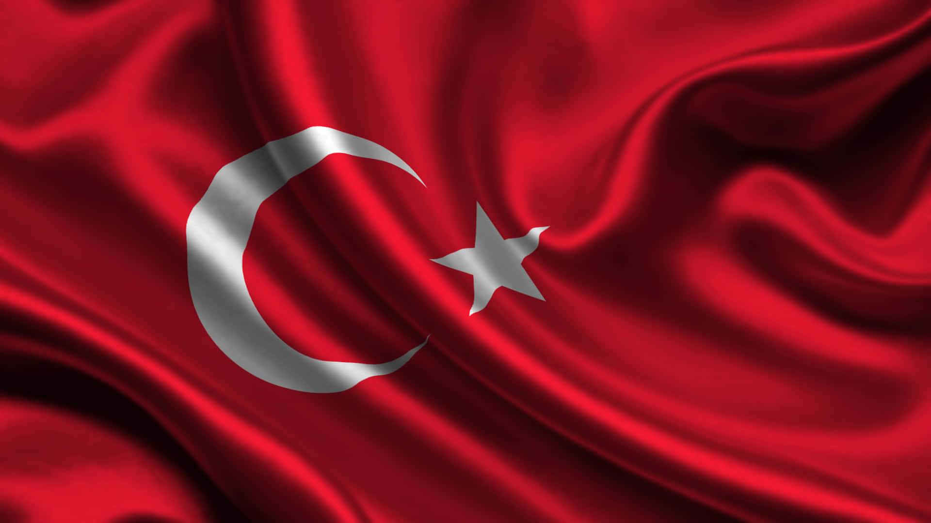 Turkish flag, silver crescent, star, Full HD Desktop Wallpaper