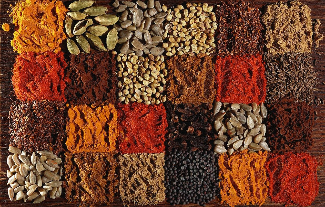 Turmeric, Indian Spices, dark wooden surface, HD Desktop Wallpaper