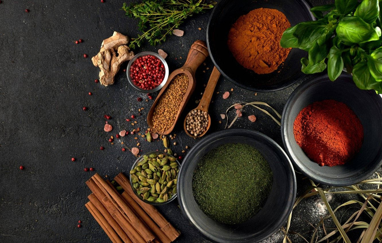 turmeric, chili powder, cinnamon, HD Desktop Wallpaper