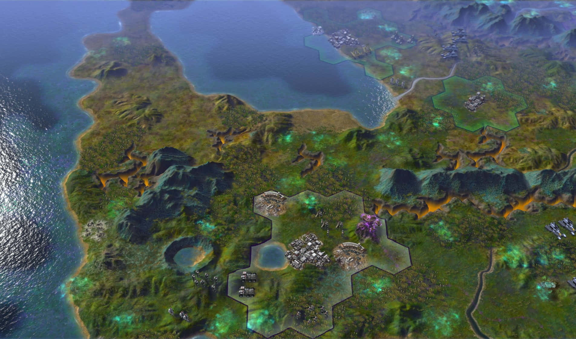Turn-based Strategy, vibrant fantasy map, glowing hexes, HD Desktop Wallpaper