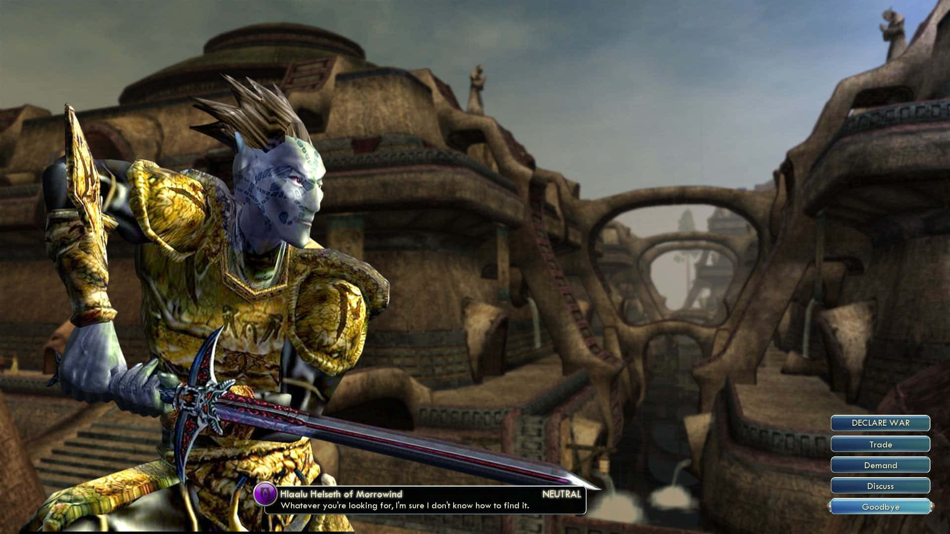 blue-skinned fantasy warrior, ornate golden armor, glowing sword, Full HD Desktop Wallpaper