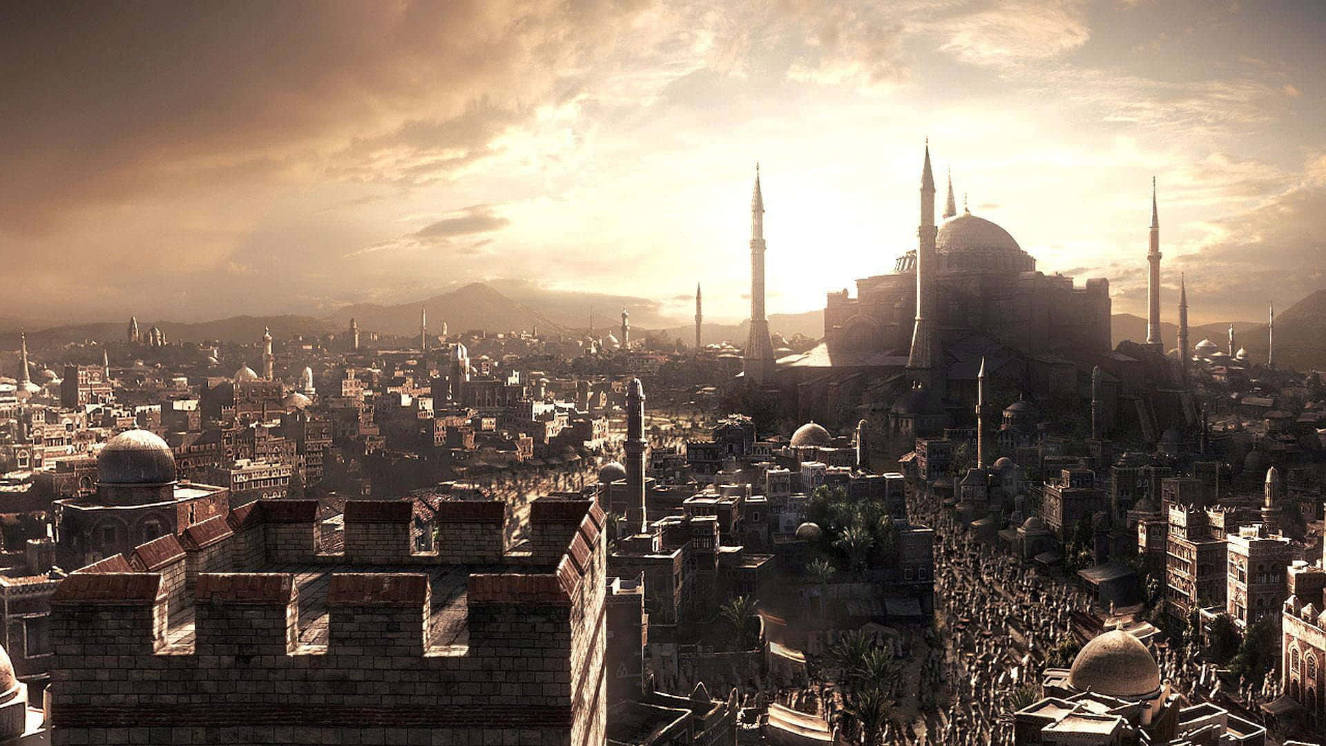 Turn-Based Strategy, ancient city, golden sunset light, Full HD Desktop Wallpaper