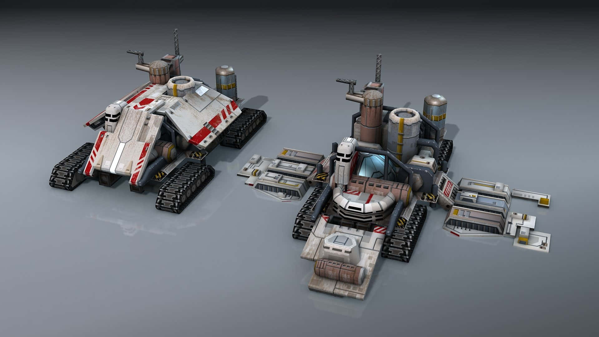 turn based strategy, futuristic tracked vehicles, exposed mechanical parts, Full HD Desktop Wallpaper