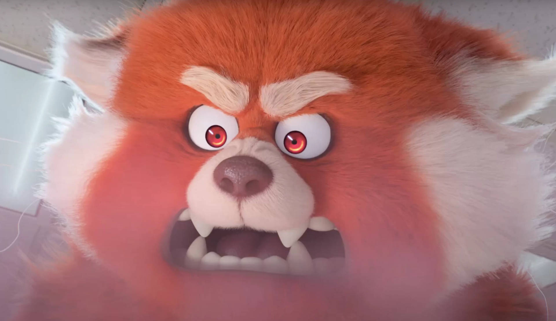 Turning Red, angry red panda, glowing red eyes, Full HD Desktop Wallpaper