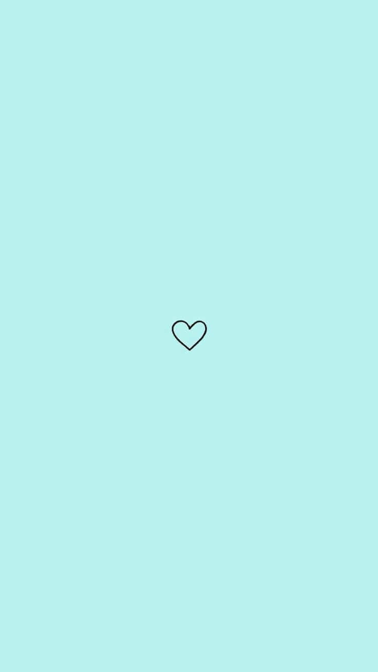 mint green, black outline heart, solid background, HD Phone Wallpaper