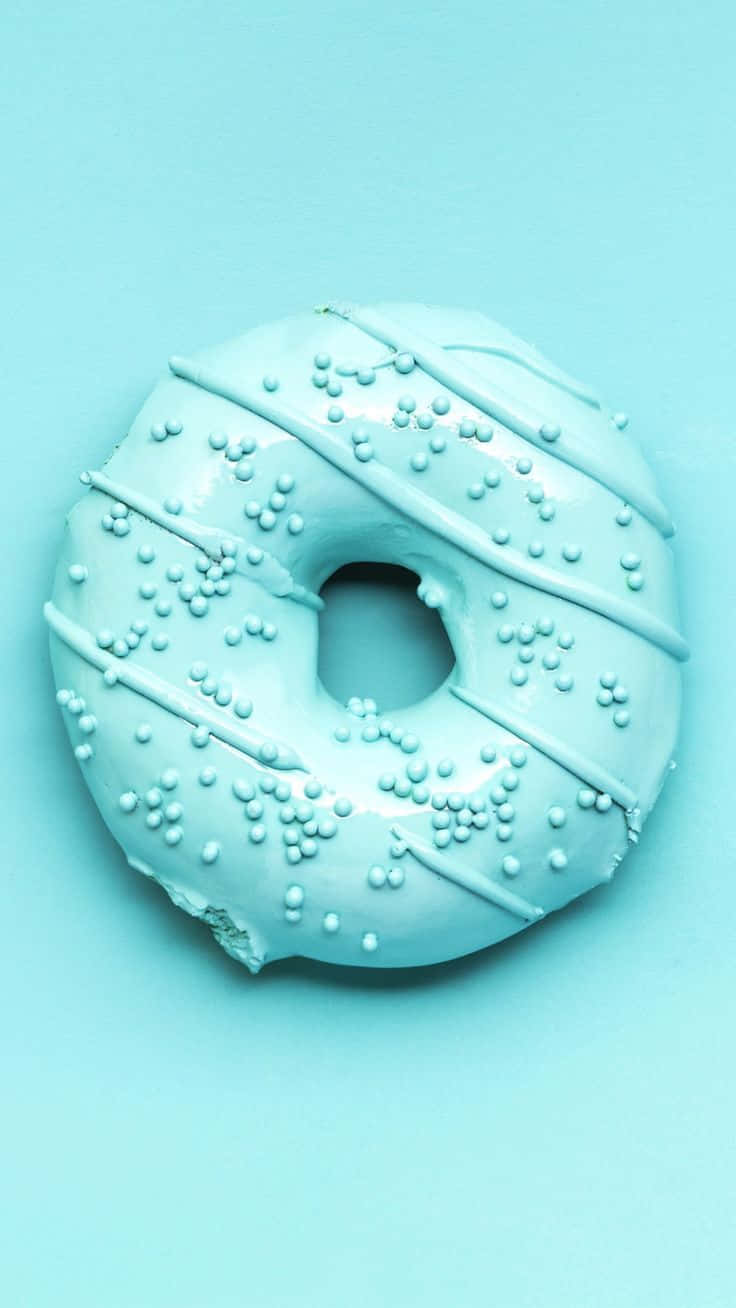 Turquoise Aesthetic, light blue frosted donut, matching sprinkles, HD Phone Wallpaper