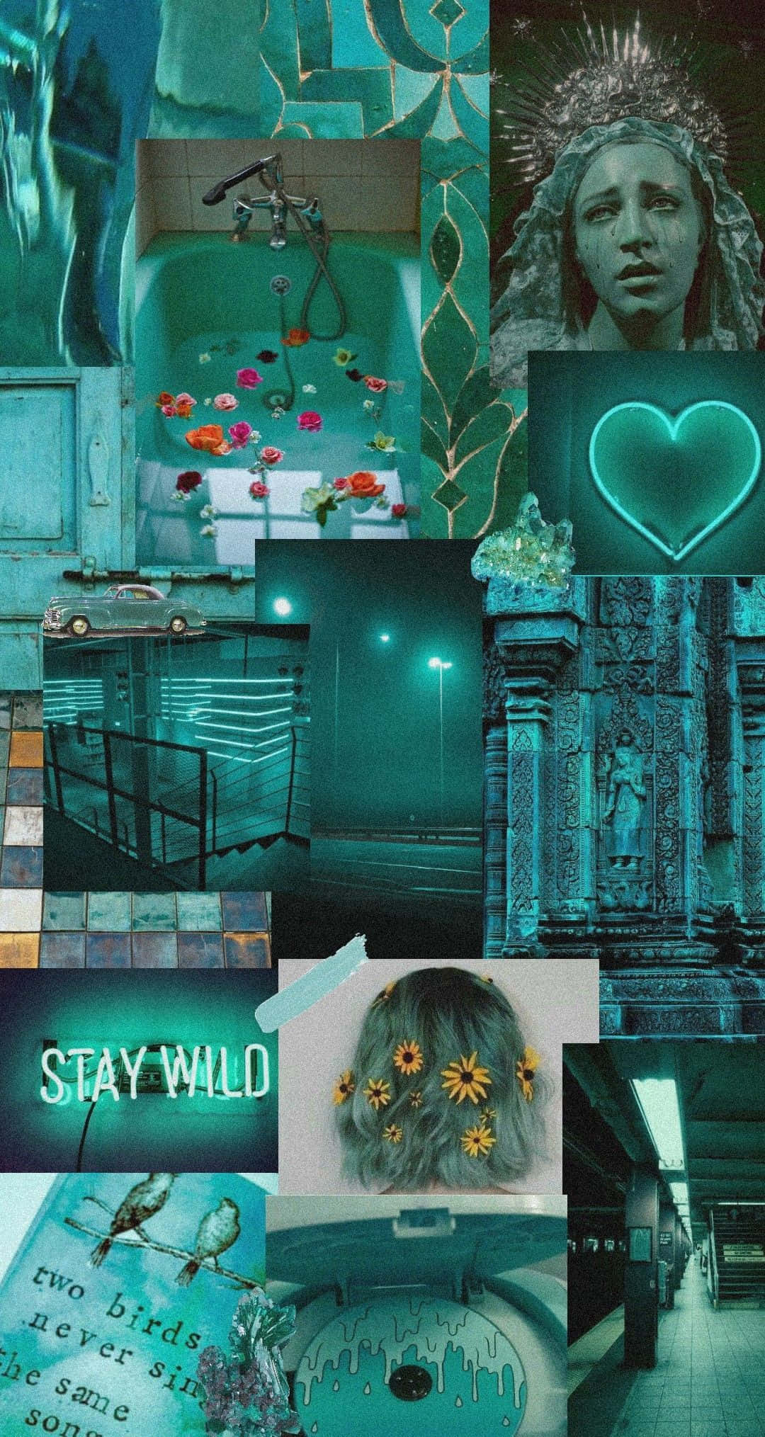 turquoise aesthetic, teal-toned, surreal urban and nature scenes, Full HD Phone Wallpaper