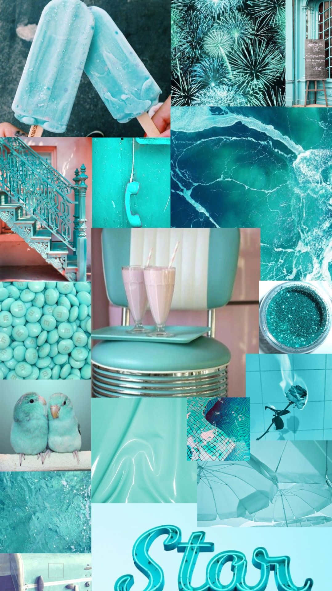 turquoise aesthetic, teal-themed, popsicles, HD Phone Wallpaper