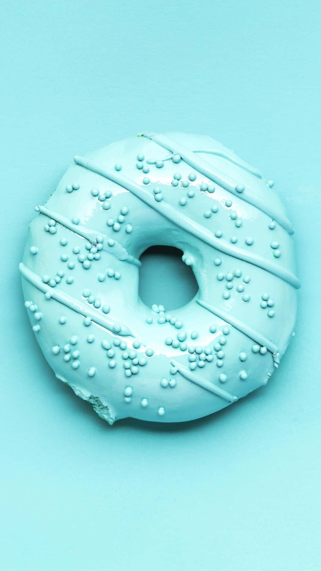 Turquoise Blue, glazed donut, white sprinkles, Full HD Phone Wallpaper