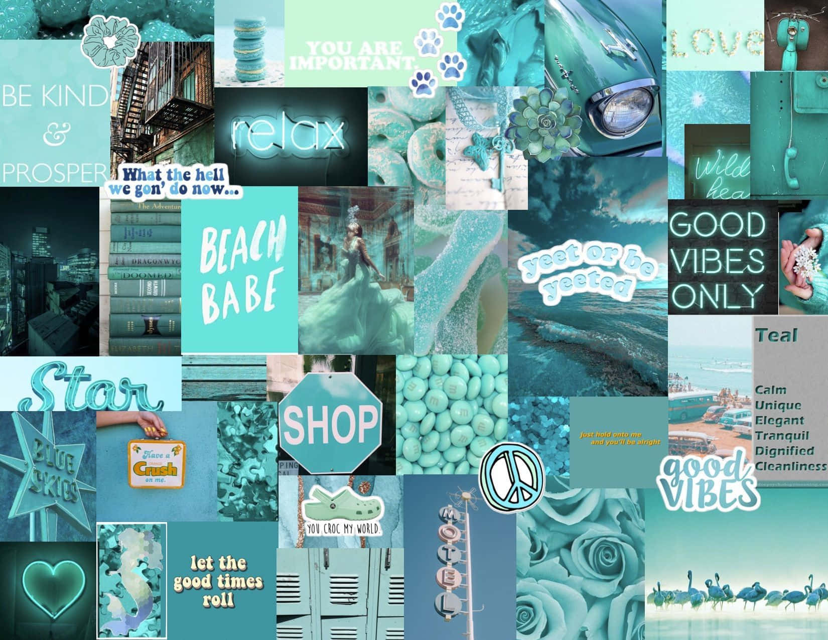 Turquoise Aesthetic, teal-themed, beach scenes, HD Desktop Wallpaper