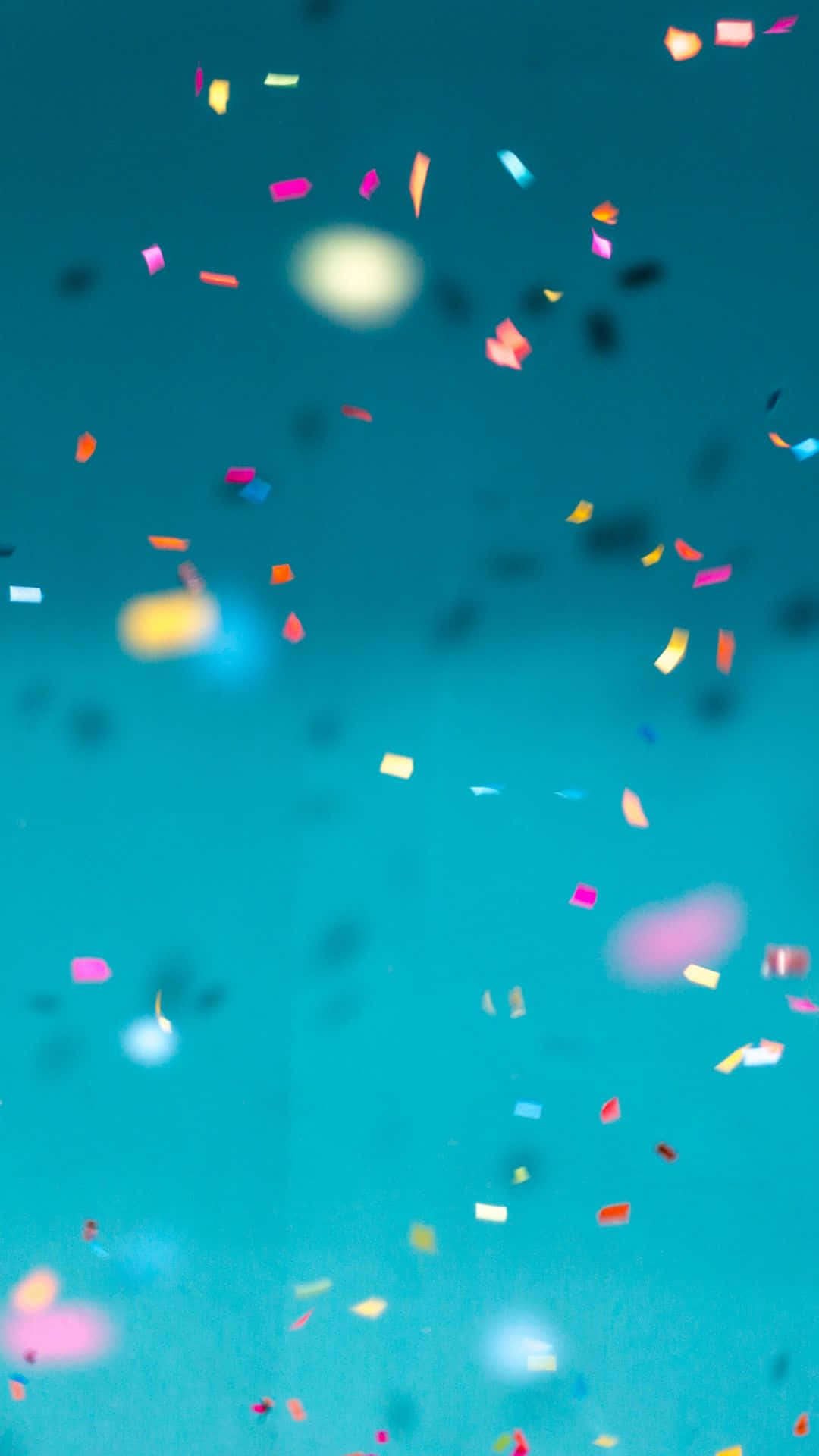 Turquoise iPhone, teal background, confetti, Full HD Phone Wallpaper