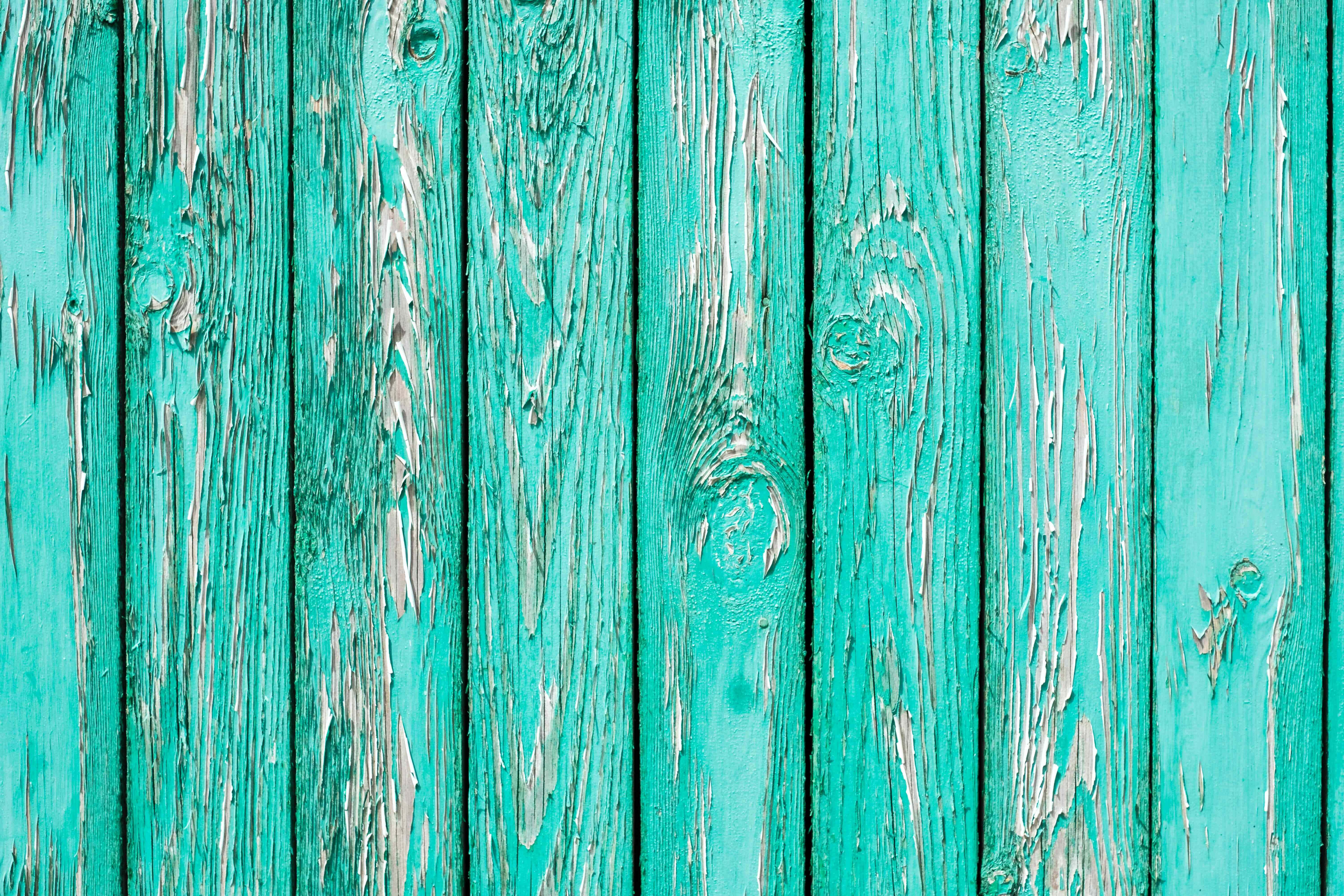 turquoise green, wooden planks, peeling paint, 5K Desktop Wallpaper