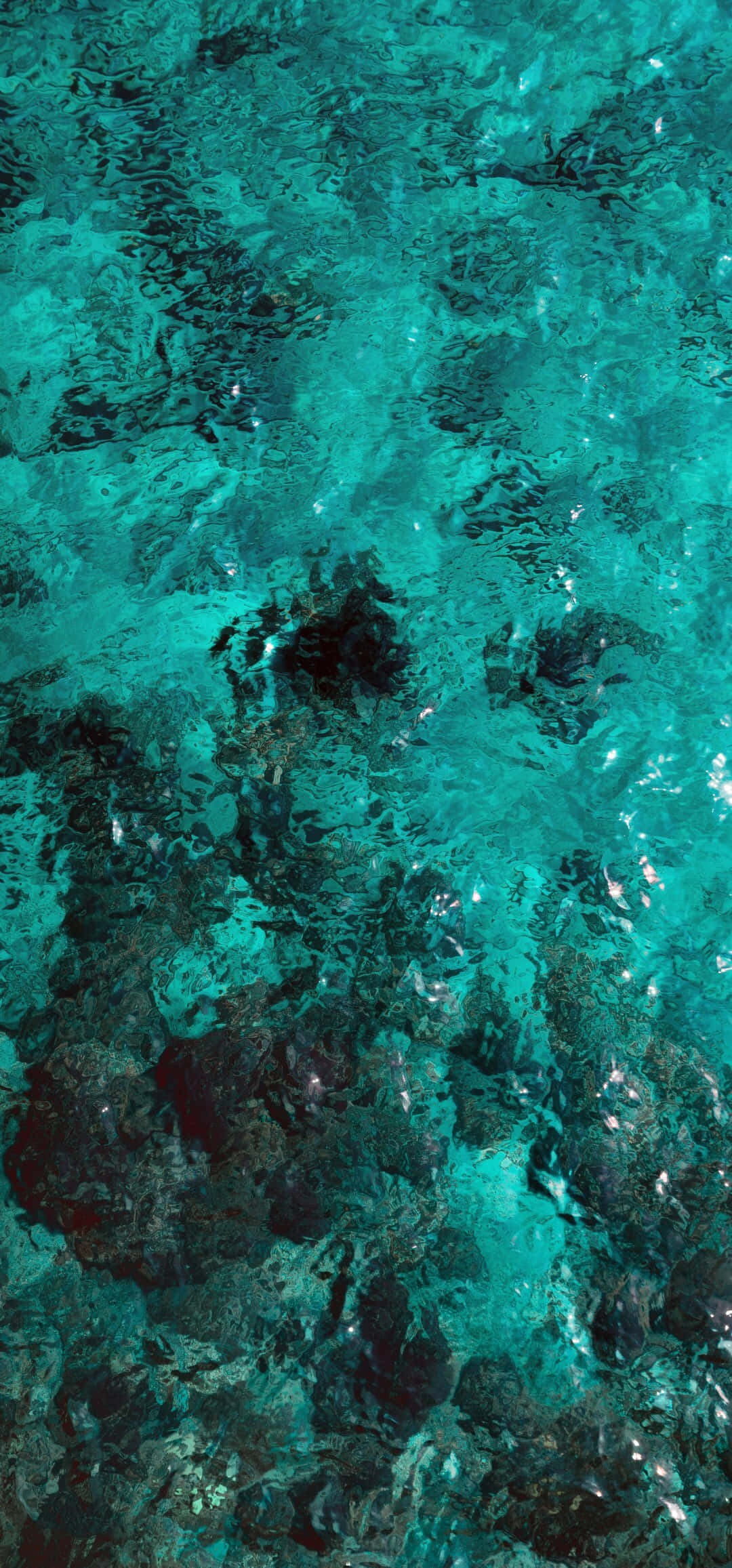Turquoise Green, ocean water, dark coral reef, Full HD Phone Wallpaper