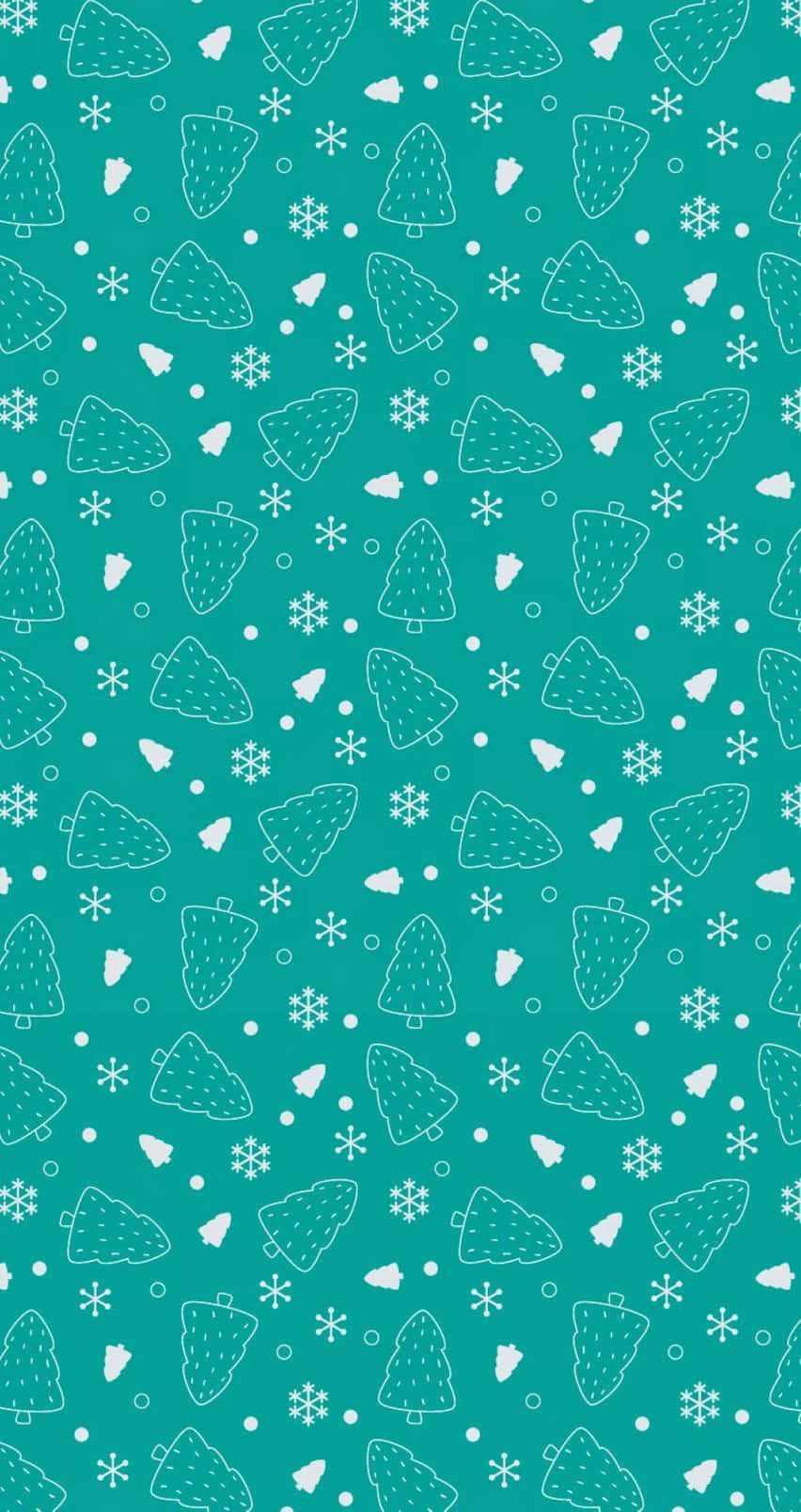 Turquoise iPhone, teal, white outlined Christmas trees, HD Phone Wallpaper