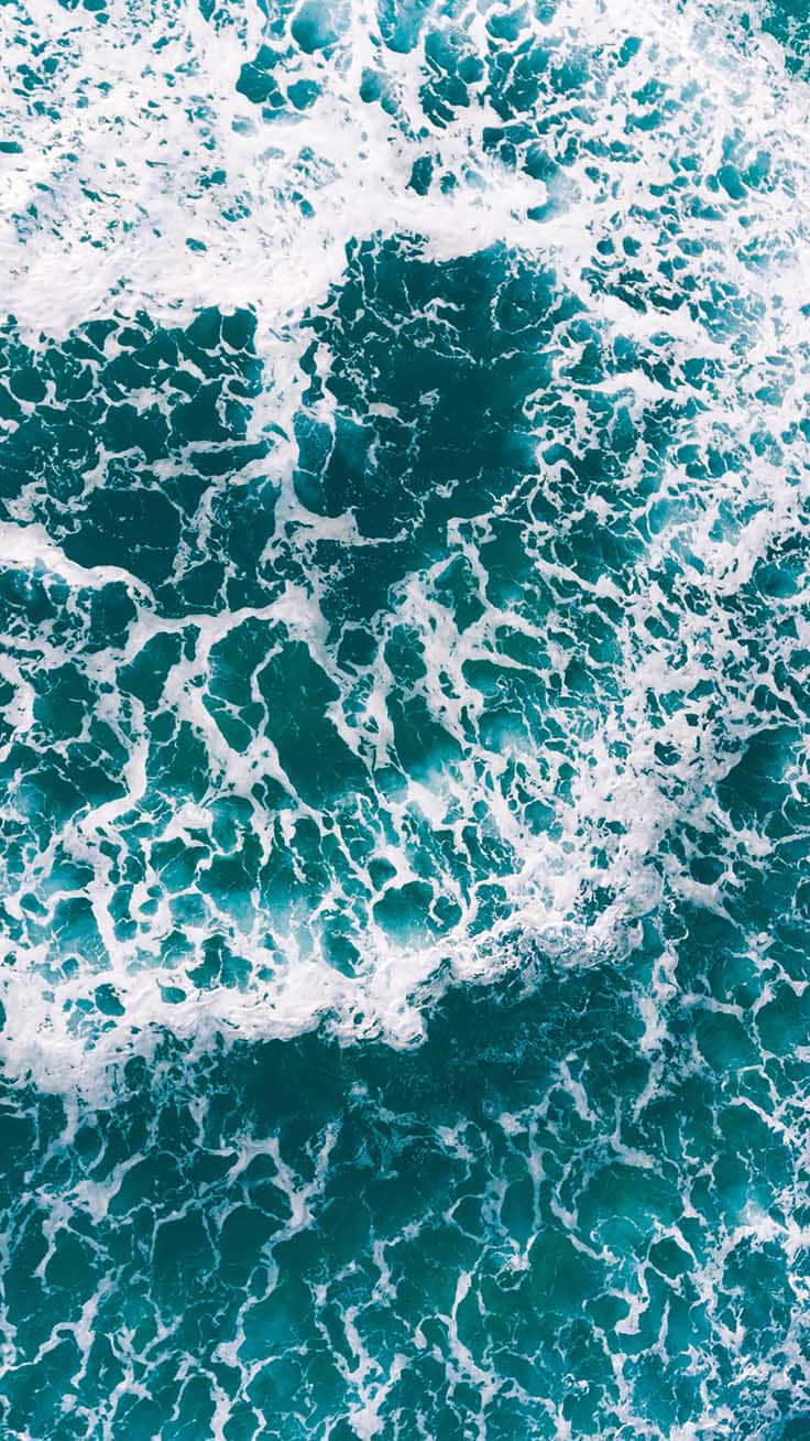 turquoise iPhone, ocean waves, white foam, HD Phone Wallpaper