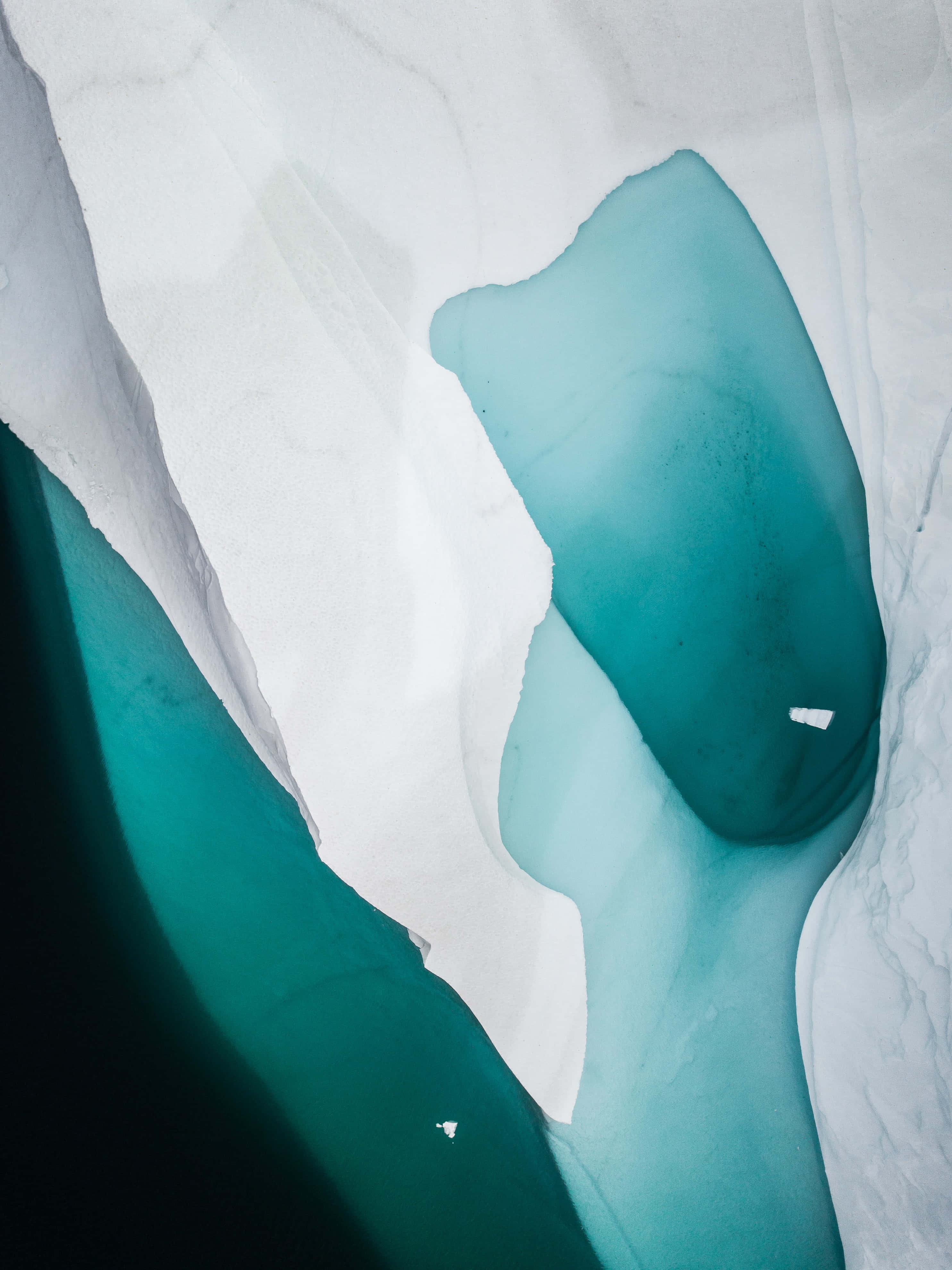 turquoise iPhone, translucent turquoise ice, white crevasses, 4K Phone Wallpaper