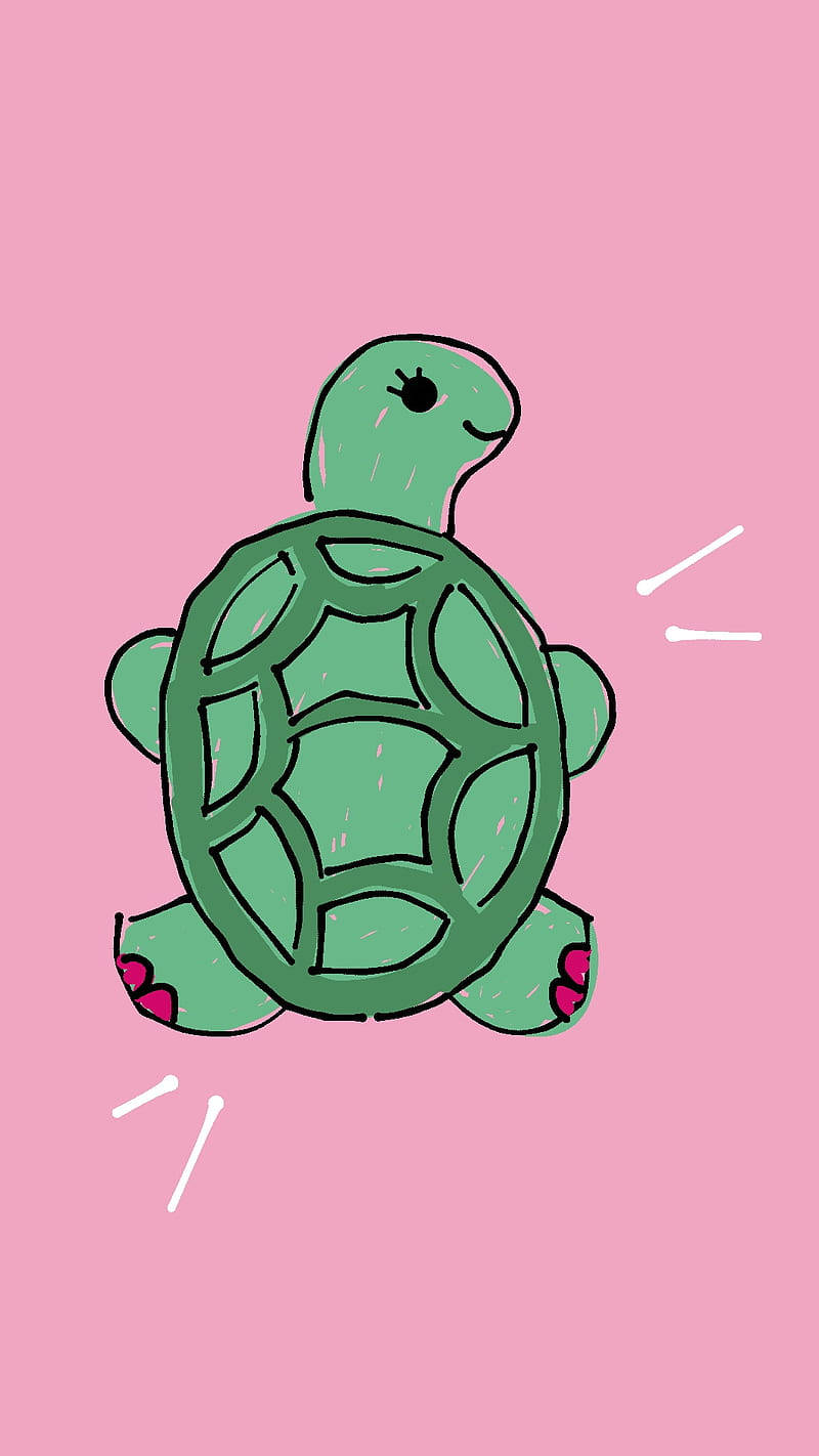 cartoon turtle, pink toes, green cartoon turtle, HD Phone Wallpaper