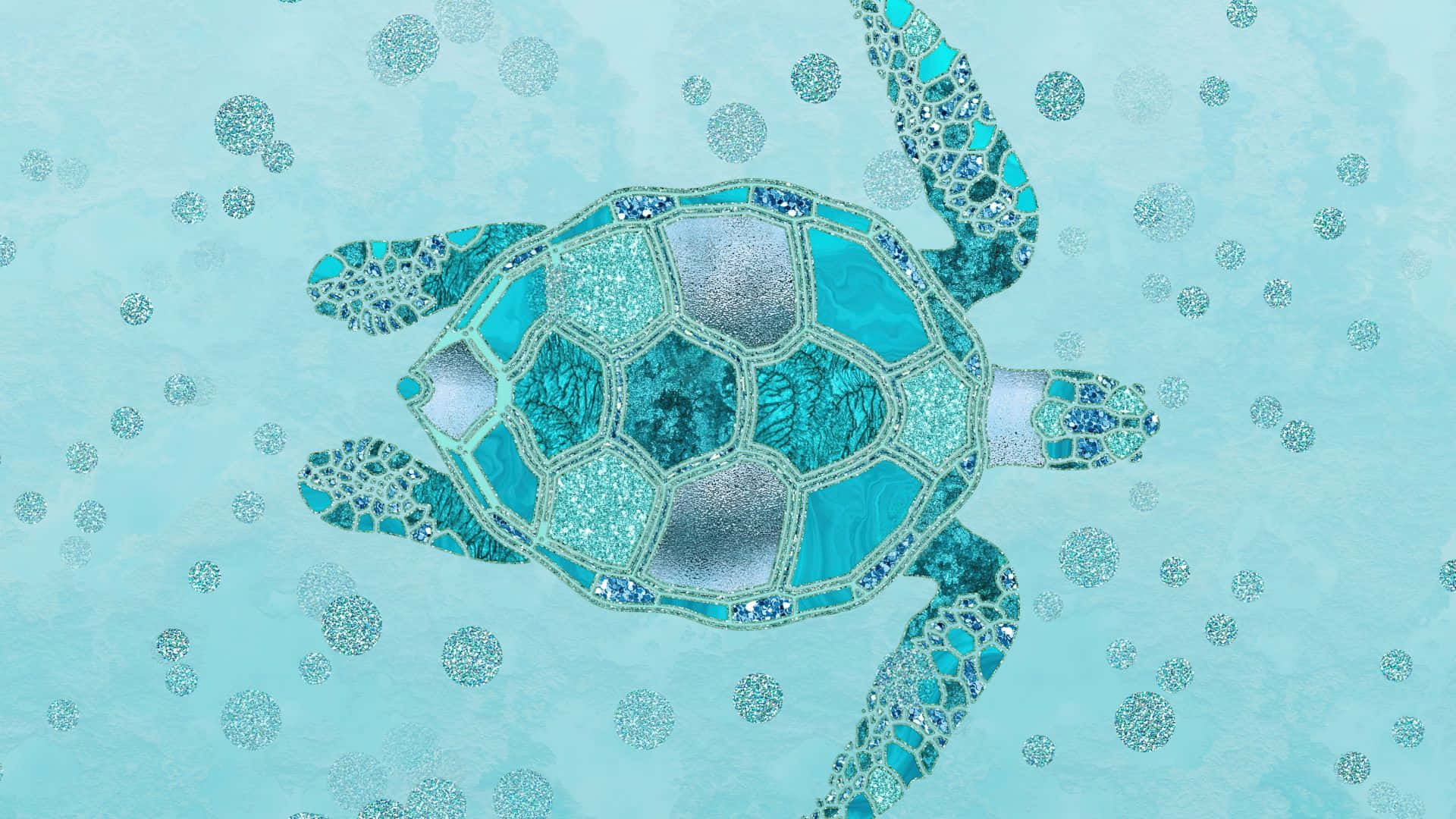 sea turtle, mosaic, turquoise water, Full HD Desktop Wallpaper