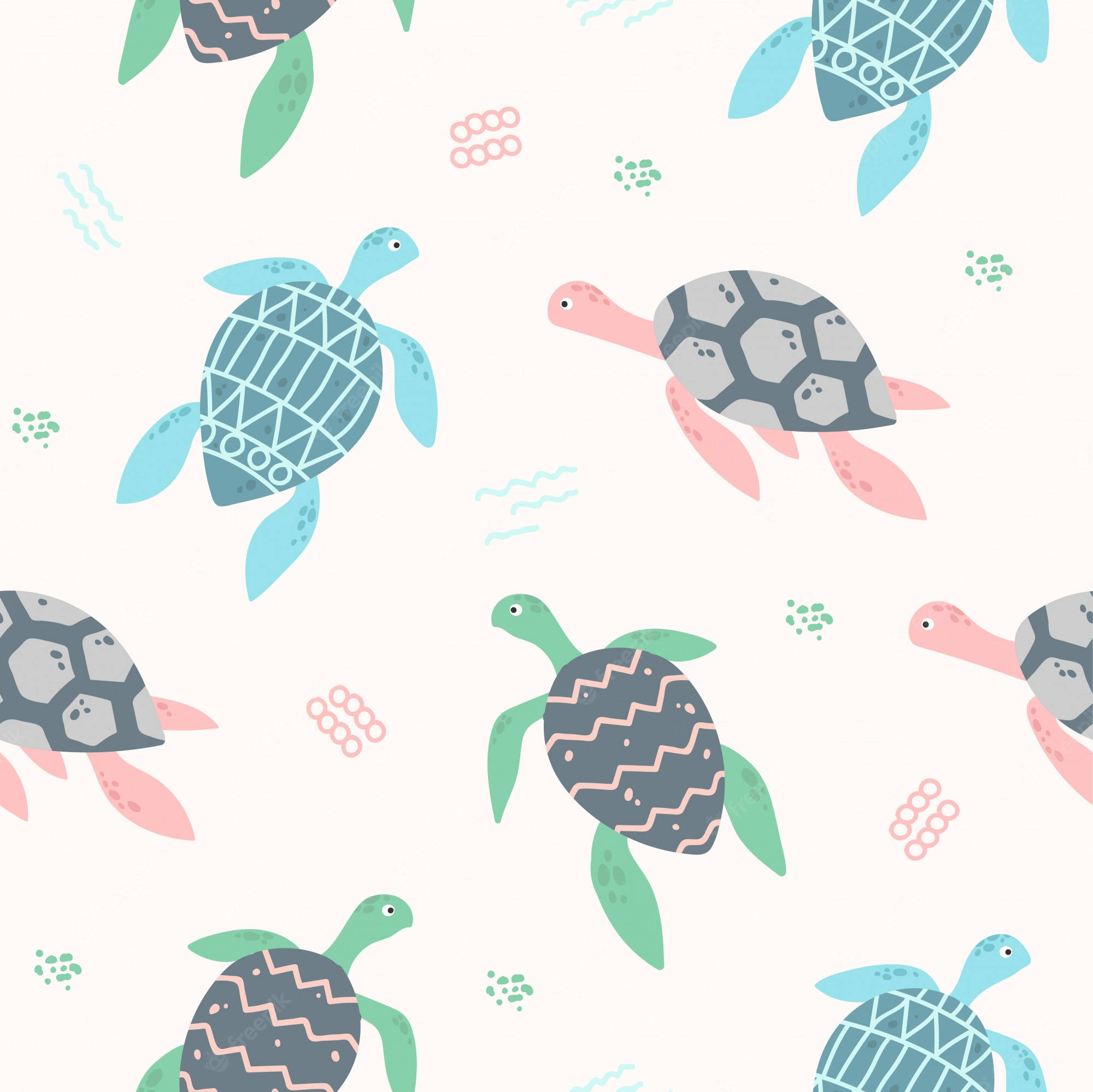 Turtle Pastel Pattern, sea turtles, geometric shell patterns, Full HD Desktop Wallpaper