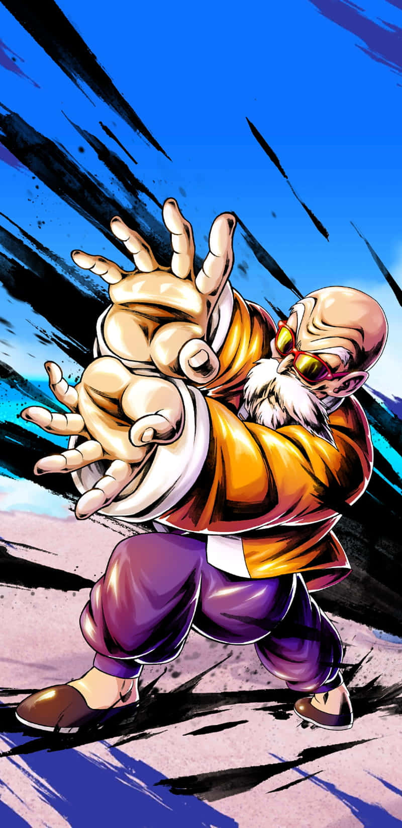 Turtle Hermit, orange and purple gi, elderly bald martial artist, HD Phone Wallpaper