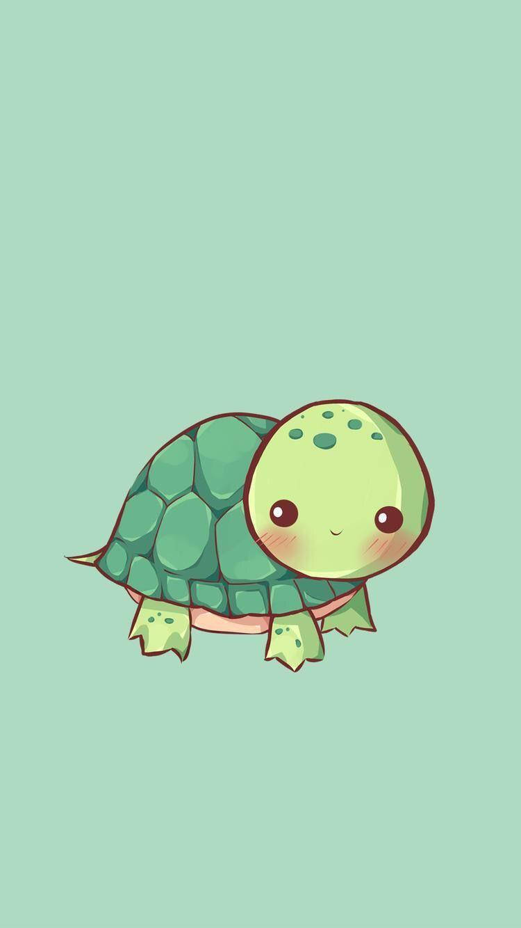 blushing cartoon turtle, green shell, rosy cheeks, HD Phone Wallpaper