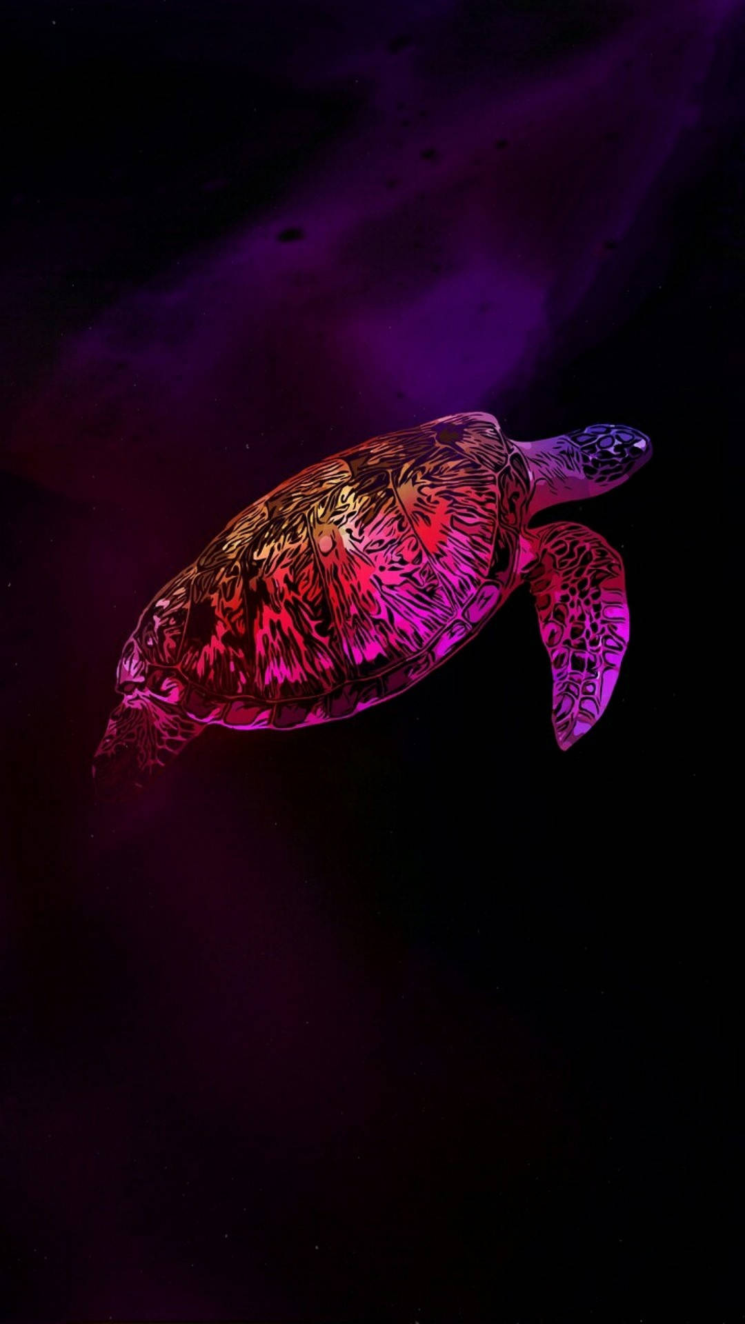 sea turtle, neon pink, purple, Full HD Phone Wallpaper