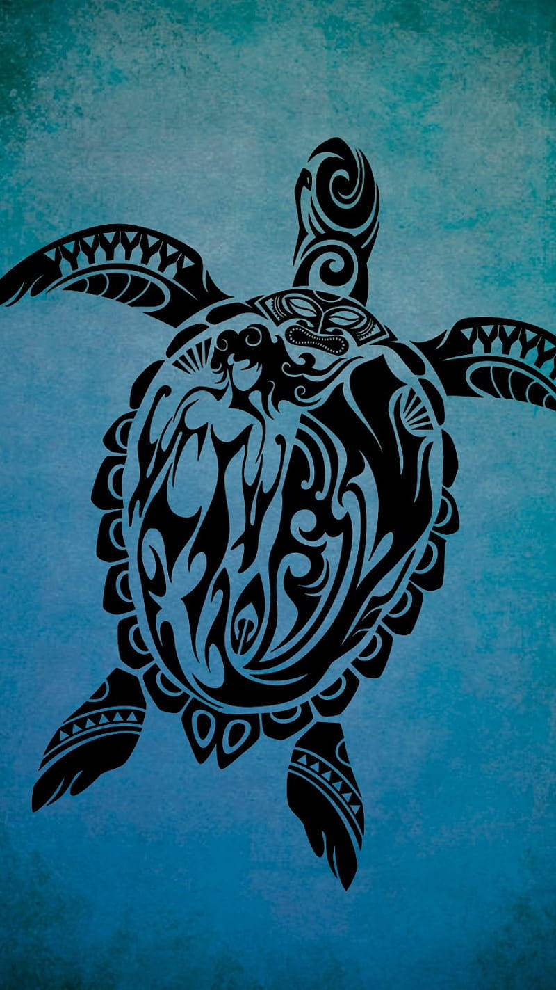 Sea Turtle, black tribal turtle, intricate patterns, HD Phone Wallpaper