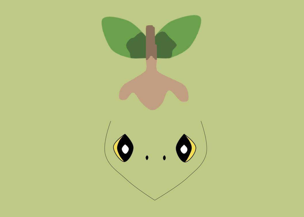 minimalist illustration, green cartoon frog, leaf-like ears, SD Desktop Wallpaper