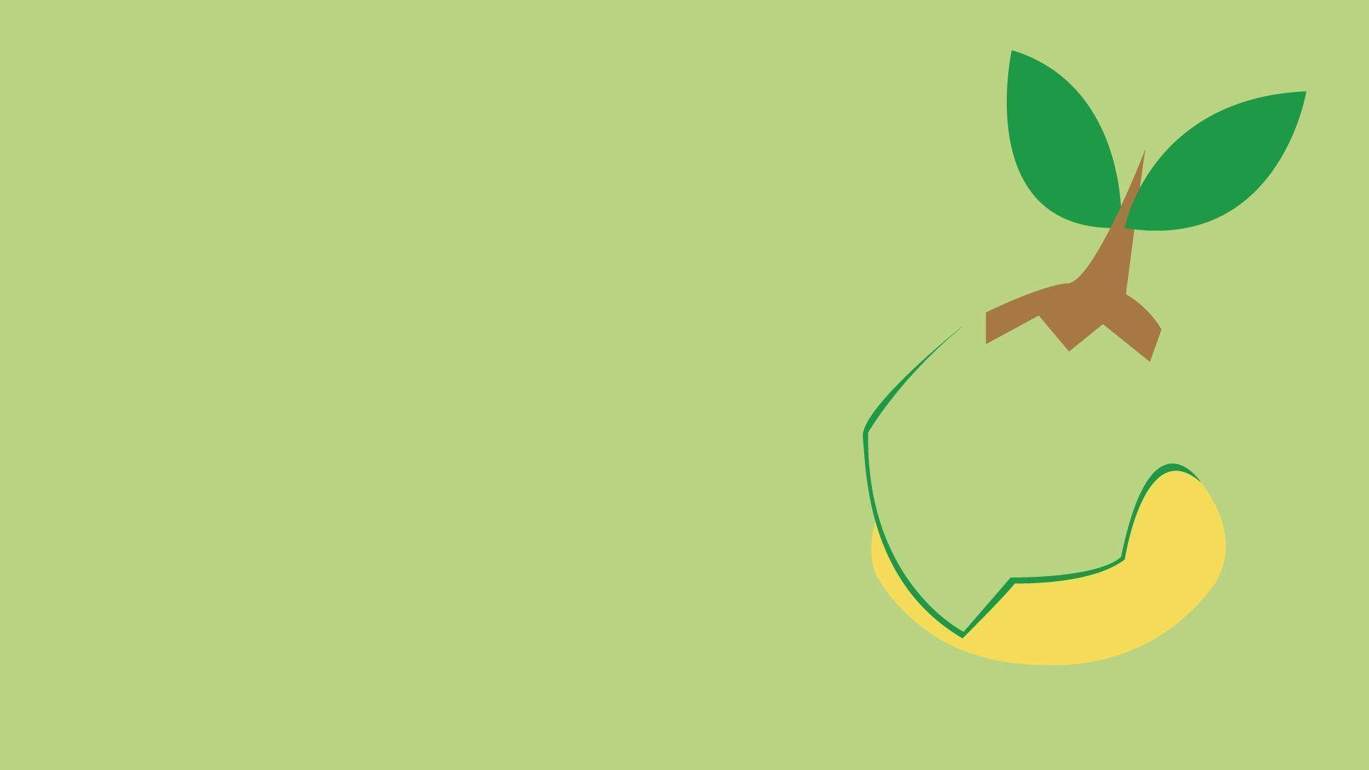minimalist illustration, sprouting seedling, cracked yellow seed pod, Full HD Desktop Wallpaper